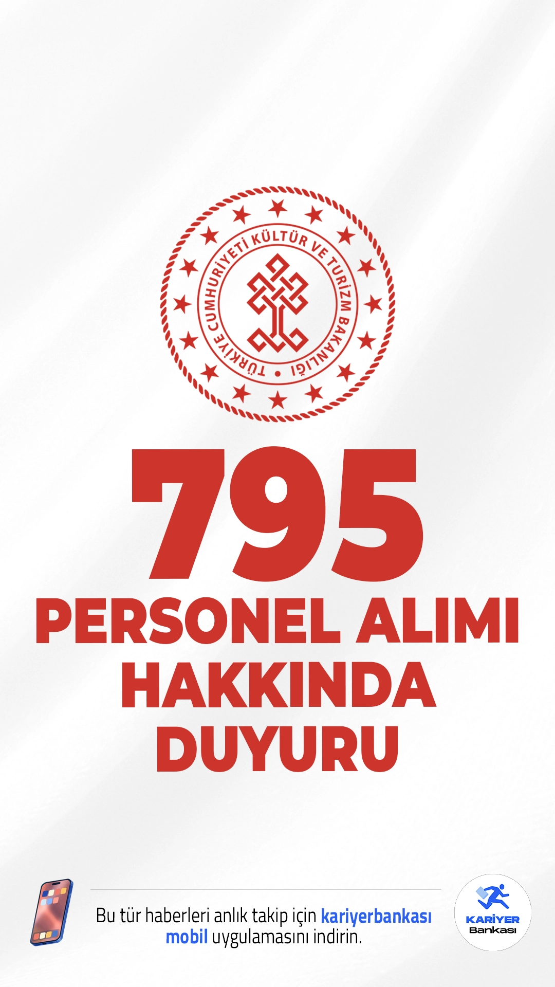 Kültür Bakanlığı 795 Personel Alımı Hakkında Yeni Duyuru Yayımlandı. Kültür ve Turizm Bakanlığı sayfasından yayımlanan duyuruda, 795 sözleşemli personel alımı kapsamında 24-25-27-28 Kasım 2025, 01-02-03 Aralık 2025 tarihleri arasında gerçekleştirilen KÜTÜPHANECİ sözlü sınavı sonucunda yerleştirmeleri yapılan ASİL ADAYLARIN aşağıda belirtilen belgeleri en geç 10.02.2026 günü mesai bitimine kadar aşağıdaki adrese elden, posta ya da kargoyla ulaştırmaları gerektiği aktarıldı.