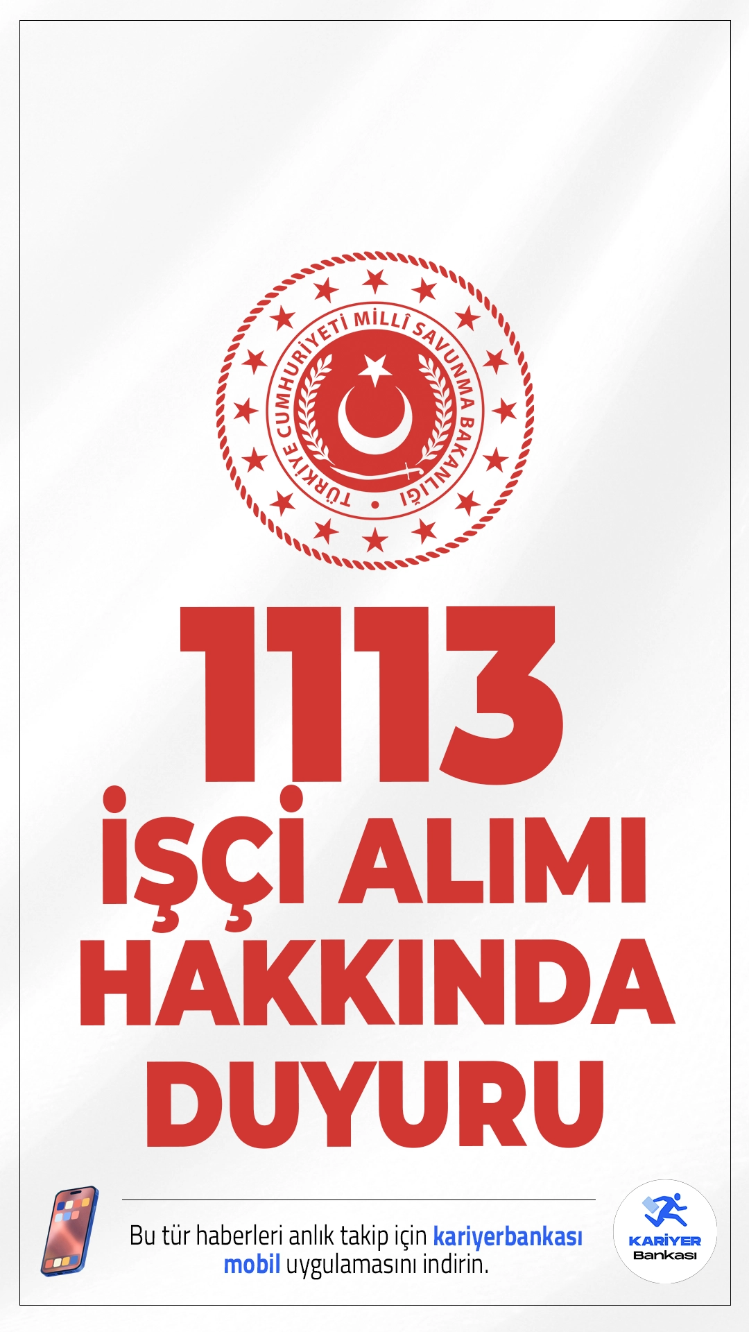 MSB 1113 İşçi Alımı Belge Kontrolü Hakkında Duyuru Geldi. Milli Savunma Bakanlığı sayfasından yayımlanan duyuruda, 1113 işçi alımı kapsamında kura çekim sonucunda listelerde yer alan adayların, kontrol edilecek belgelerini isimleri hizasında belirtilen tarihlerde ve başvurmuş oldukları iş yerine şahsen getirerek ibraz edecekleri aktarılırken, posta yoluyla gönderilen ve/veya belirtilen tarihlerin dışındaki tarihlerde ibraz edilecek belgelerin dikkate alınmayacağı aktarıldı.