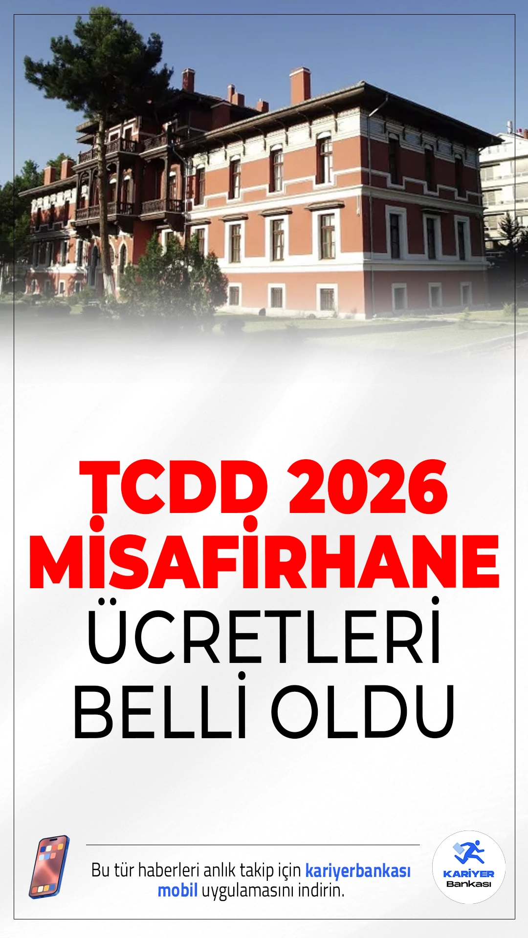 TCDD 2026 Misafirhane Ücretleri Belli Oldu.Türkiye Cumhuriyeti Devlet Demiryolları (TCDD), 2026 yılına ait misafirhane ve dinlenme tesisi konaklama ücretlerini güncelledi. Açıklanan yeni tarifeye göre, TCDD personeli, kamu çalışanları, emekliler ve aileleri için çeşitli indirimli konaklama seçenekleri sunuluyor.
