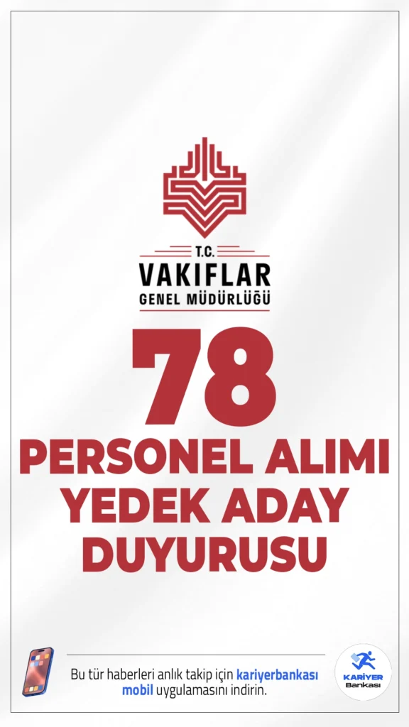 VGM 78 Personel Alımı Hakkında Yeni Duyuru Geldi. Vakıflar Genel Müdürlüğü sayfasından yayım duyuruda, 78 sözleşmeli personel alımı kapsamında, asıl listede yer alanlardan atamaya esas belgelerini teslim etmeyen veya feragat edenlerin yerine yedek listeden giren adayların açıklandığı aktarıldı.