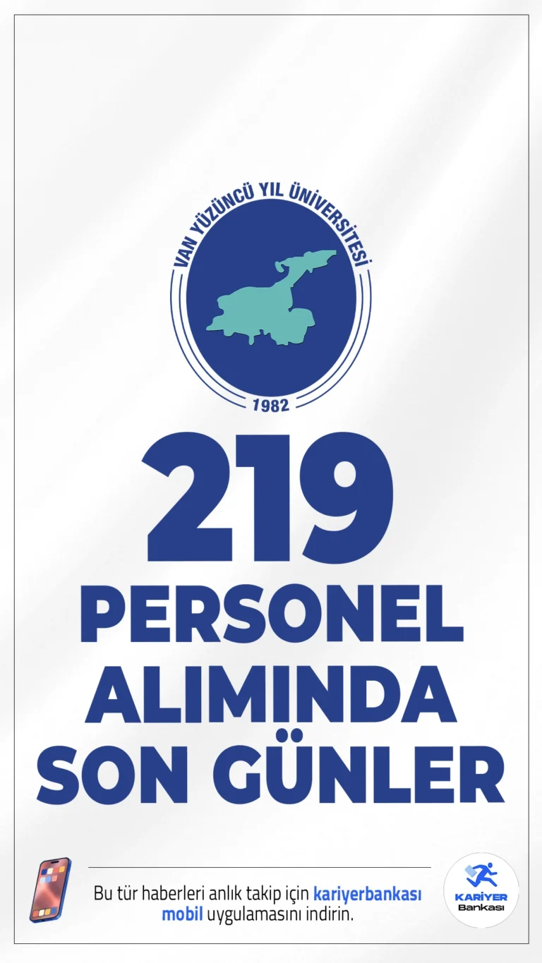 Van Yüzüncü Yıl Üniversitesi (YYÜ) 219 Personel Alımı Başvurularında Son Günler.Van Yüzüncü Yıl Üniversitesi (YYÜ) personel alımı başvurularında son günlere girildi. Resmi Gazete'de yayımlanan duyuruya göre, YYÜ'ye 2024 KPSS (B) grubu puan sıralaması esas alınarak 219 sözleşmeli personel alımı yapılacak. Alımlar merkezi bütçe ile finanse edilecek olup, üniversitenin çeşitli kampüs ve birimlerinde görevlendirme yapılacaktır.Başvuru şartları ve kontenjanlar bu haberimizde.