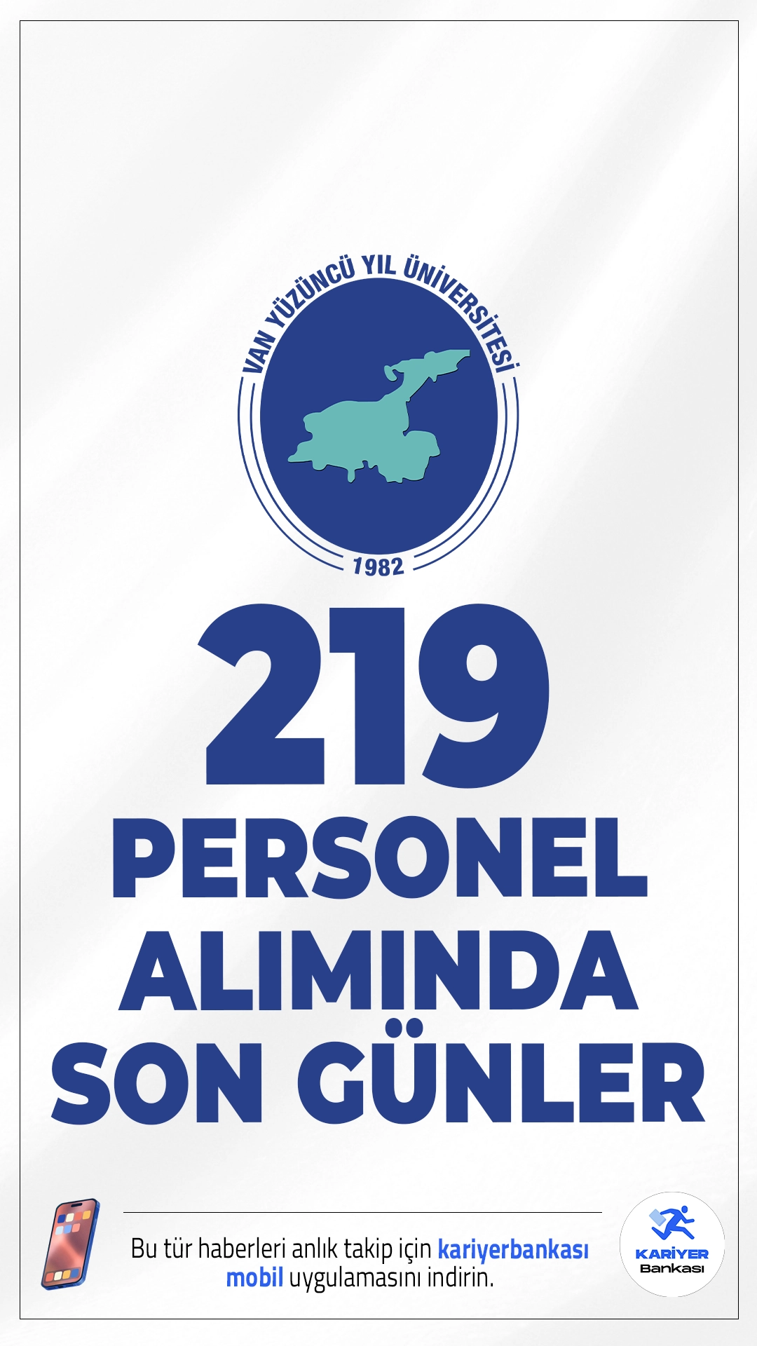 Van Yüzüncü Yıl Üniversitesi (YYÜ) 219 Personel Alımı Başvurularında Son Günler.Van Yüzüncü Yıl Üniversitesi (YYÜ) personel alımı başvurularında son günlere girildi. Resmi Gazete'de yayımlanan duyuruya göre, YYÜ'ye 2024 KPSS (B) grubu puan sıralaması esas alınarak 219 sözleşmeli personel alımı yapılacak. Alımlar merkezi bütçe ile finanse edilecek olup, üniversitenin çeşitli kampüs ve birimlerinde görevlendirme yapılacaktır.Başvuru şartları ve kontenjanlar bu haberimizde.