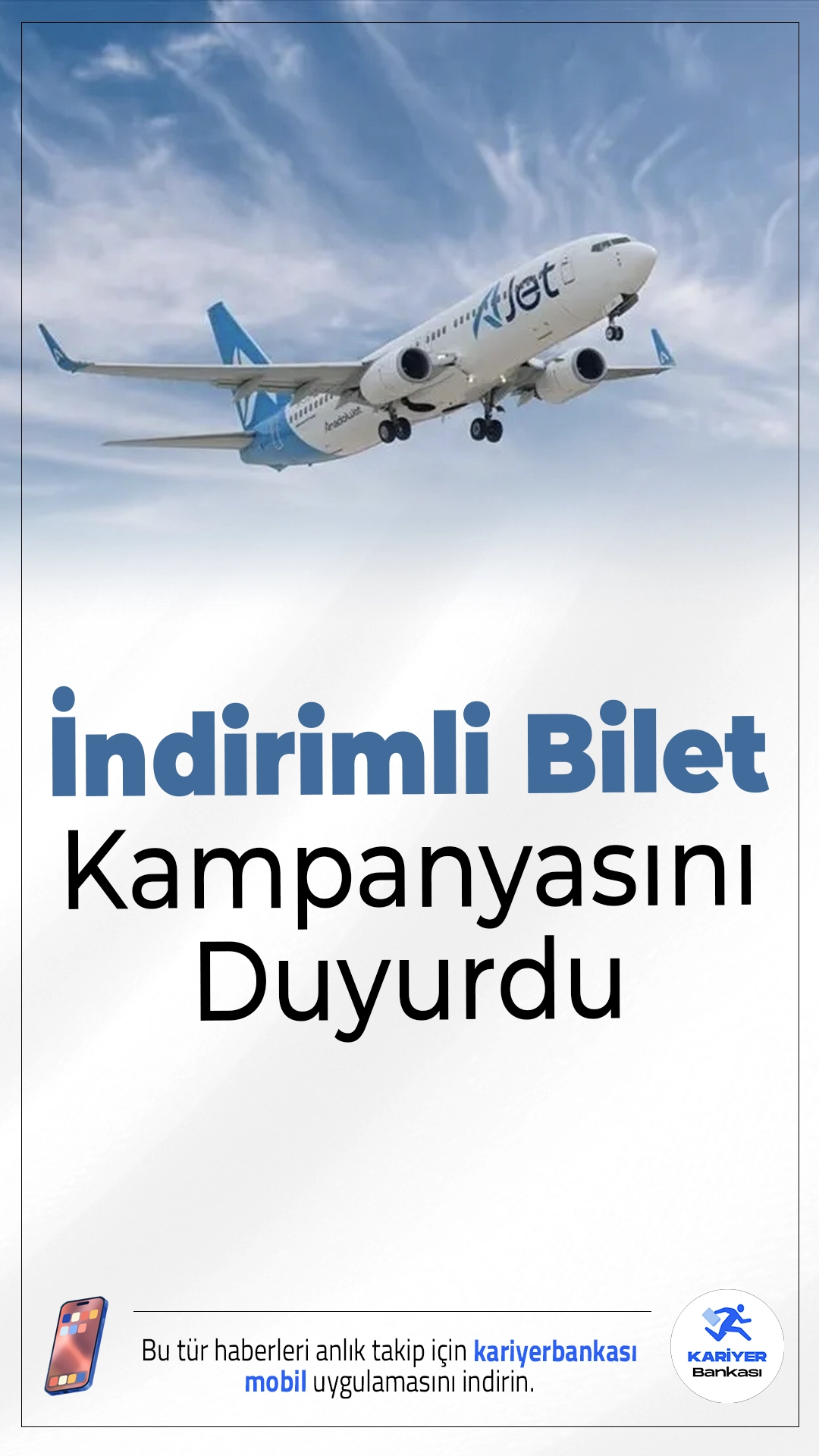 AJet’ten İndirimli Bilet Kampanyası.AJet, 2026 yılına bütçe dostu bir kampanya ile giriş yaptı. 34 ülkede 59 farklı dış hat destinasyonunu kapsayan kampanya ile biletler 9 dolar ve eurodan başlayan fiyatlarla satışa sunuldu.