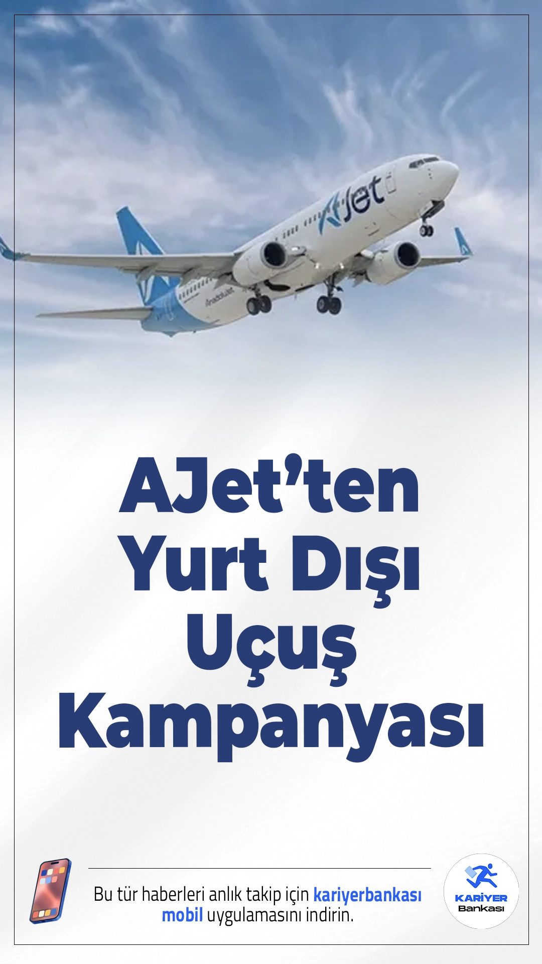 AJet’ten Yurt Dışı Uçuş Kampanyası.AJet, 30 ülkeye İstanbul ve Ankara aktarmalı uçuşlarda geçerli kampanyasıyla 90 bin koltuğu 21 dolardan satışa sundu.