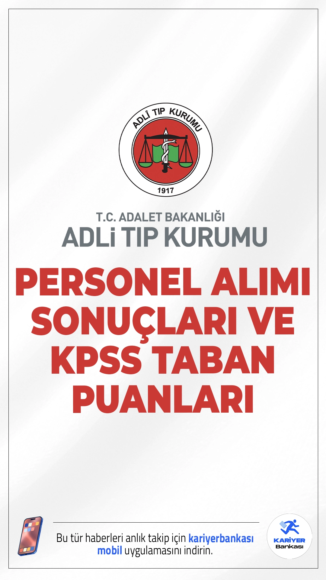 Adli Tıp Kurumu 23 Personel Alımı Sonuçları Açıklandı! KPSS Taban Puanları Belli Oldu.Adli Tıp Kurumu (ATK) sayfasından yayımlanan son dakika duyurusunda, başvuruları 26 Aralık 2025 - 11 Ocak 2026 tarihleri arasında alınan 23 sözleşmeli personel alımı kapsamında sonuçların açıklandığı ve KPSS taban puanlarının belli olduğu aktarıldı.