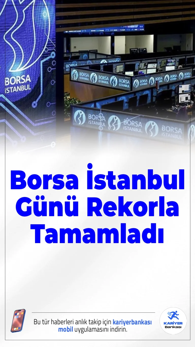 Borsa İstanbul Günü Rekorla Tamamladı.Borsa İstanbul'da BIST 100 endeksi günü yüzde 0,70 yükselişle 12.456,69 puandan kapatarak tüm zamanların en yüksek kapanışını gerçekleştirdi.