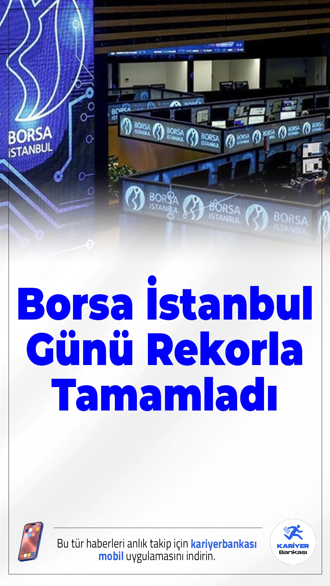 Borsa İstanbul Günü Rekorla Tamamladı.Borsa İstanbul'da BIST 100 endeksi günü yüzde 0,70 yükselişle 12.456,69 puandan kapatarak tüm zamanların en yüksek kapanışını gerçekleştirdi.