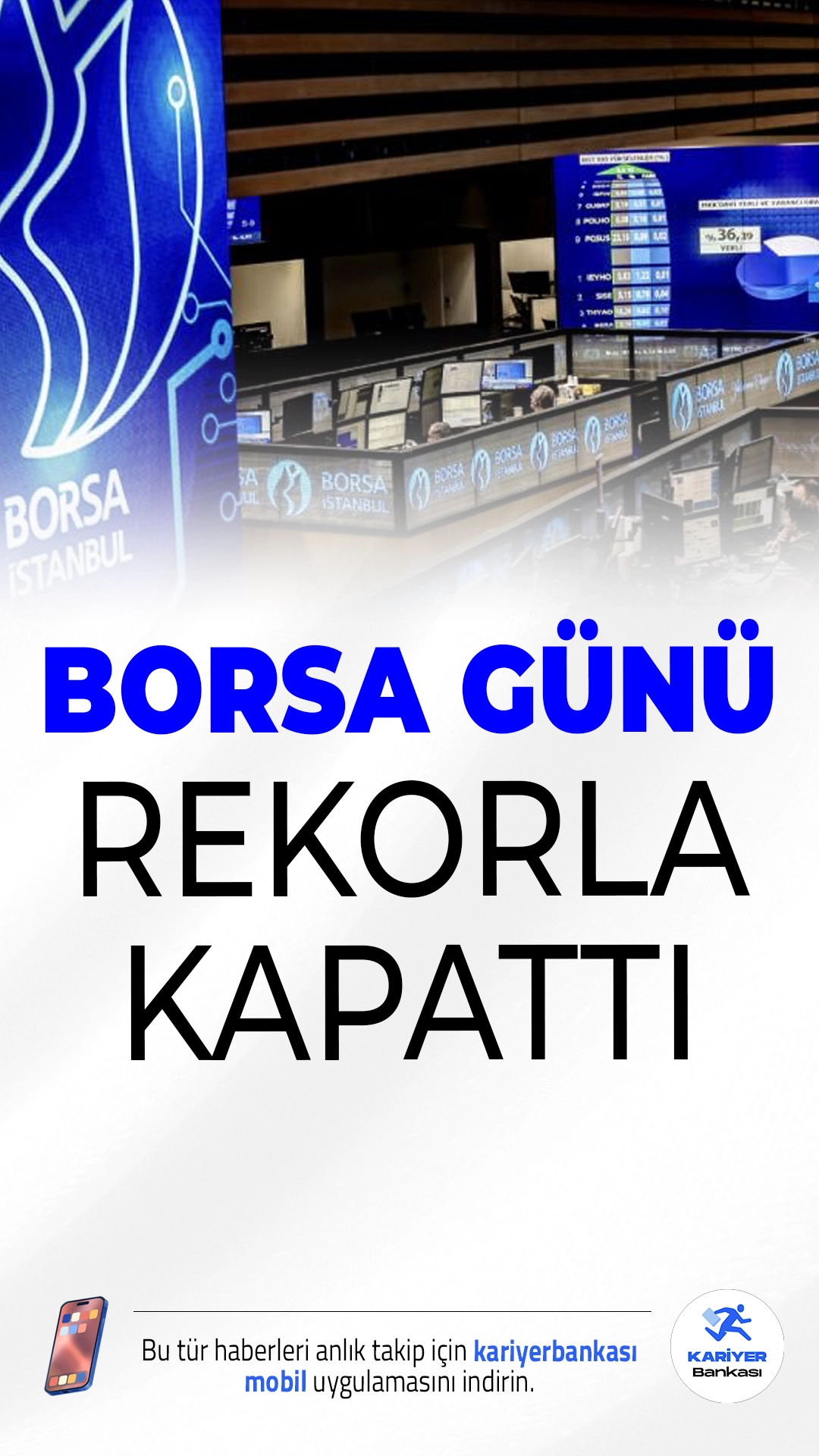 Borsa İstanbul Rekorla Kapandı.Borsa İstanbul'da BIST 100 endeksi, günü yüzde 0,63 artışla 12.747,88 puandan tamamlayarak tüm zamanların en yüksek kapanışını gerçekleştirdi.