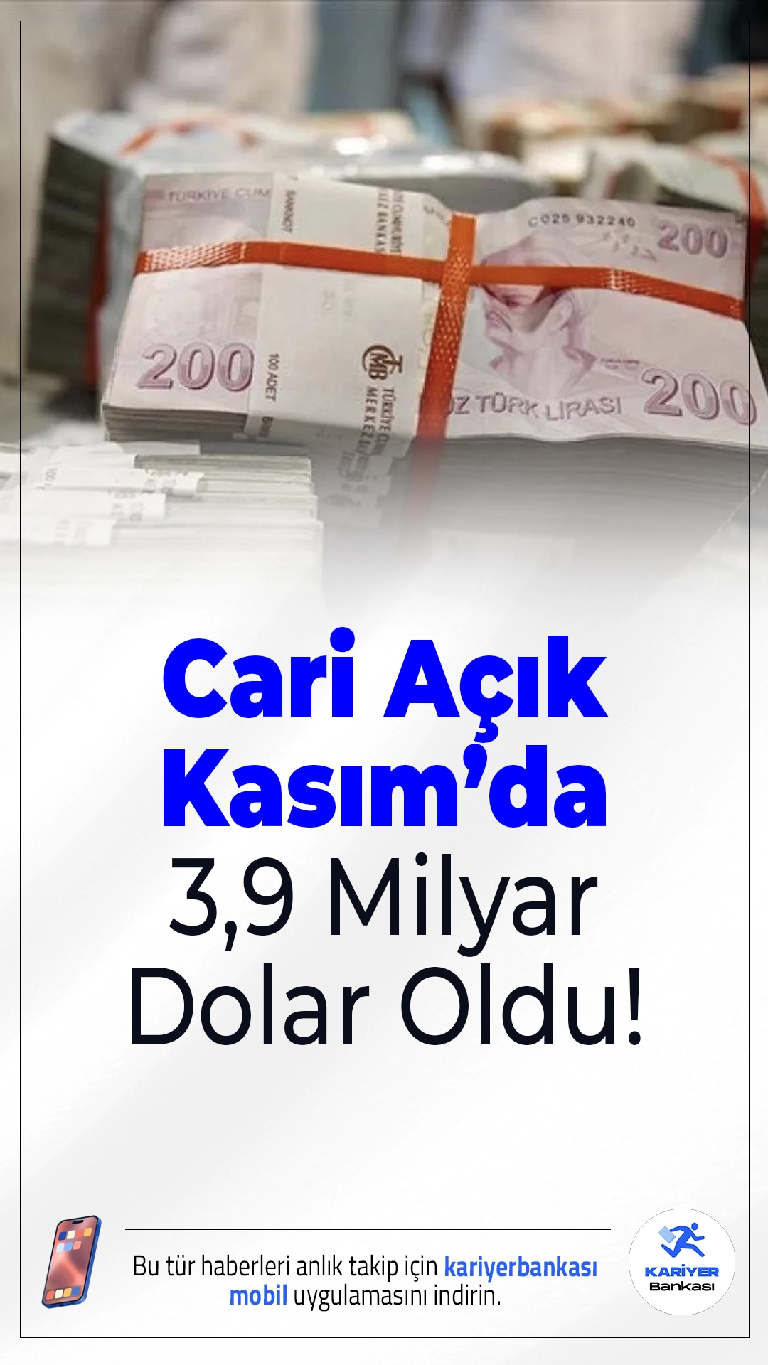 Cari Açık Kasım’da 3,9 Milyar Dolar Oldu! TCMB’nin açıkladığı ödemeler dengesi verilerine göre Türkiye'nin Kasım 2025'te cari işlemler açığı 3 milyar 996 milyon dolar oldu. Ancak altın ve enerji hariç cari denge aynı dönemde 2 milyar 132 milyon dolar fazla verdi.