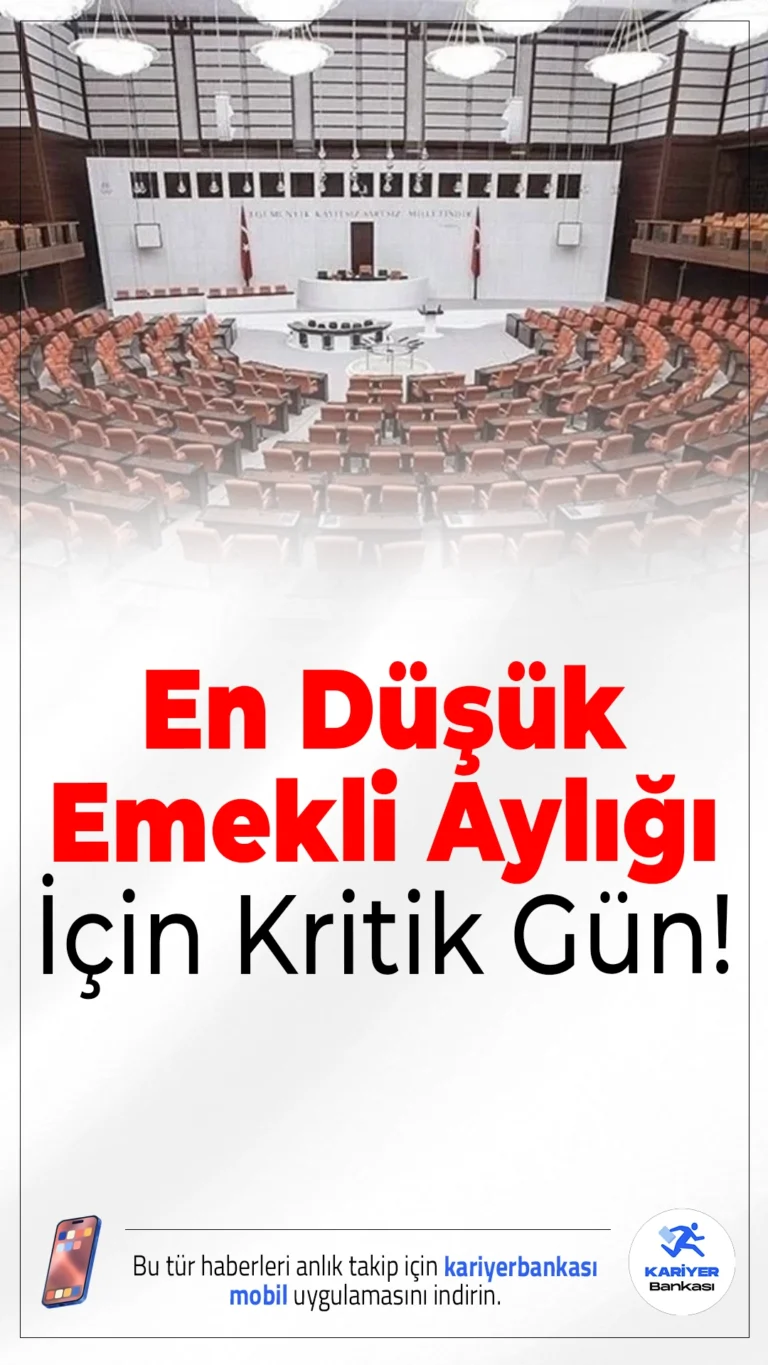 En Düşük Emekli Aylığı İçin Kritik Gün: TBMM Genel Kurulu'nda Görüşülecek.En düşük emekli maaşının 20 bin liraya çıkarılmasını öngören düzenleme yarın Türkiye Büyük Millet Meclisi Genel Kurulu’nda görüşülecek. Yaklaşık 5 milyon emekliyi ilgilendiren teklif yasalaşırsa, şubat ayında fark ödemesi yapılacak.