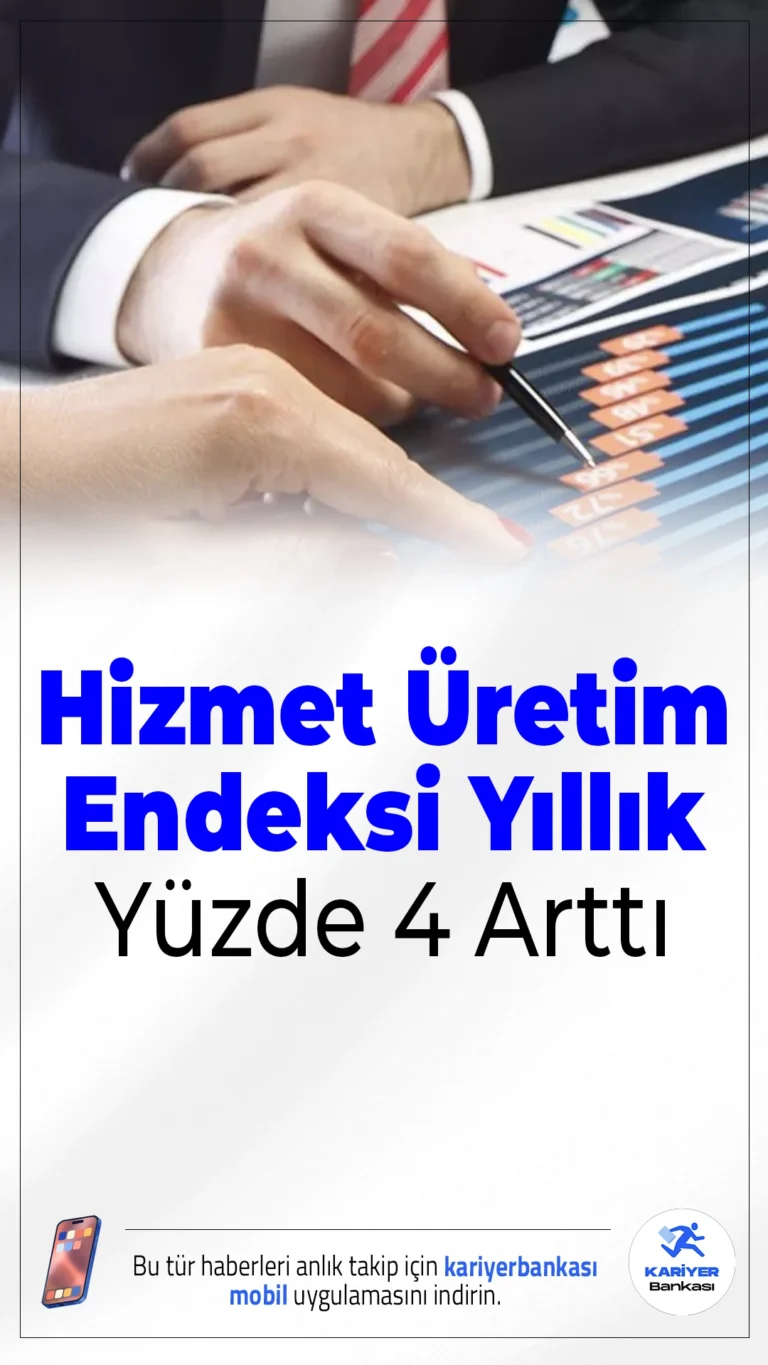 Hizmet Üretim Endeksi Kasım 2025’te Yıllık Yüzde 4 Arttı.TÜİK verilerine göre hizmet sektöründe üretim artışı devam ediyor. Kasım 2025’te yıllık bazda yüzde 4’lük artış yaşanırken, aylık artış ise sınırlı kaldı.