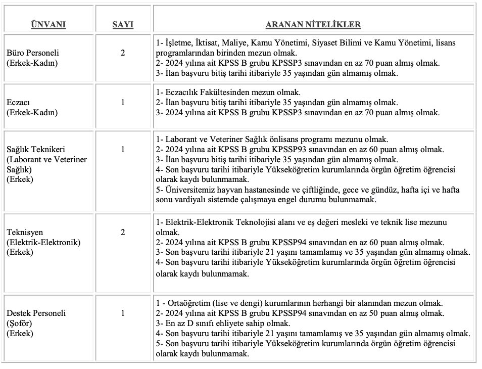 Afyon Kocatepe Üniversitesi personel alımı