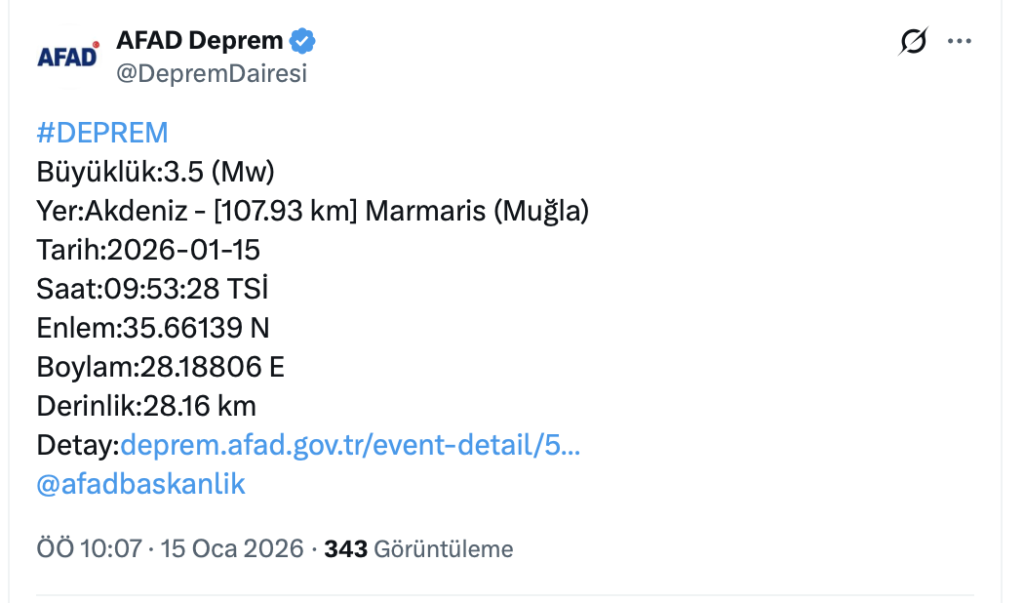 Muğla deprem