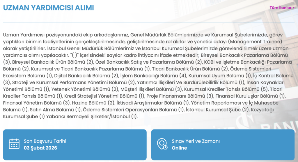 İş Bankası Memur Alımı 