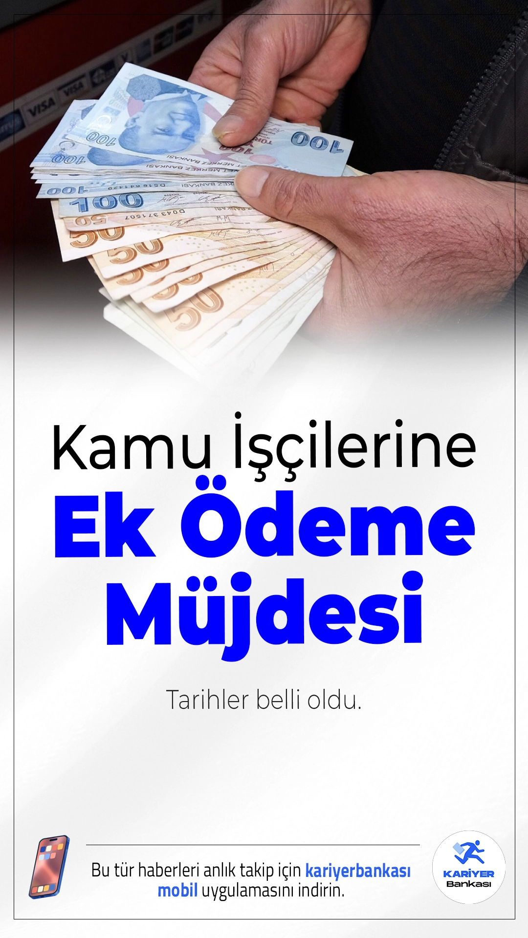 Kamu İşçilerine Ek Ödeme Müjdesi: Tarihler Belli Oldu.Kamu işçilerine 2026 yılında yapılacak ek ödemenin takvimi açıklandı. İlk ödeme 26 Ocak'ta, ikinci ödeme ise 16 Mart'ta yapılacak.