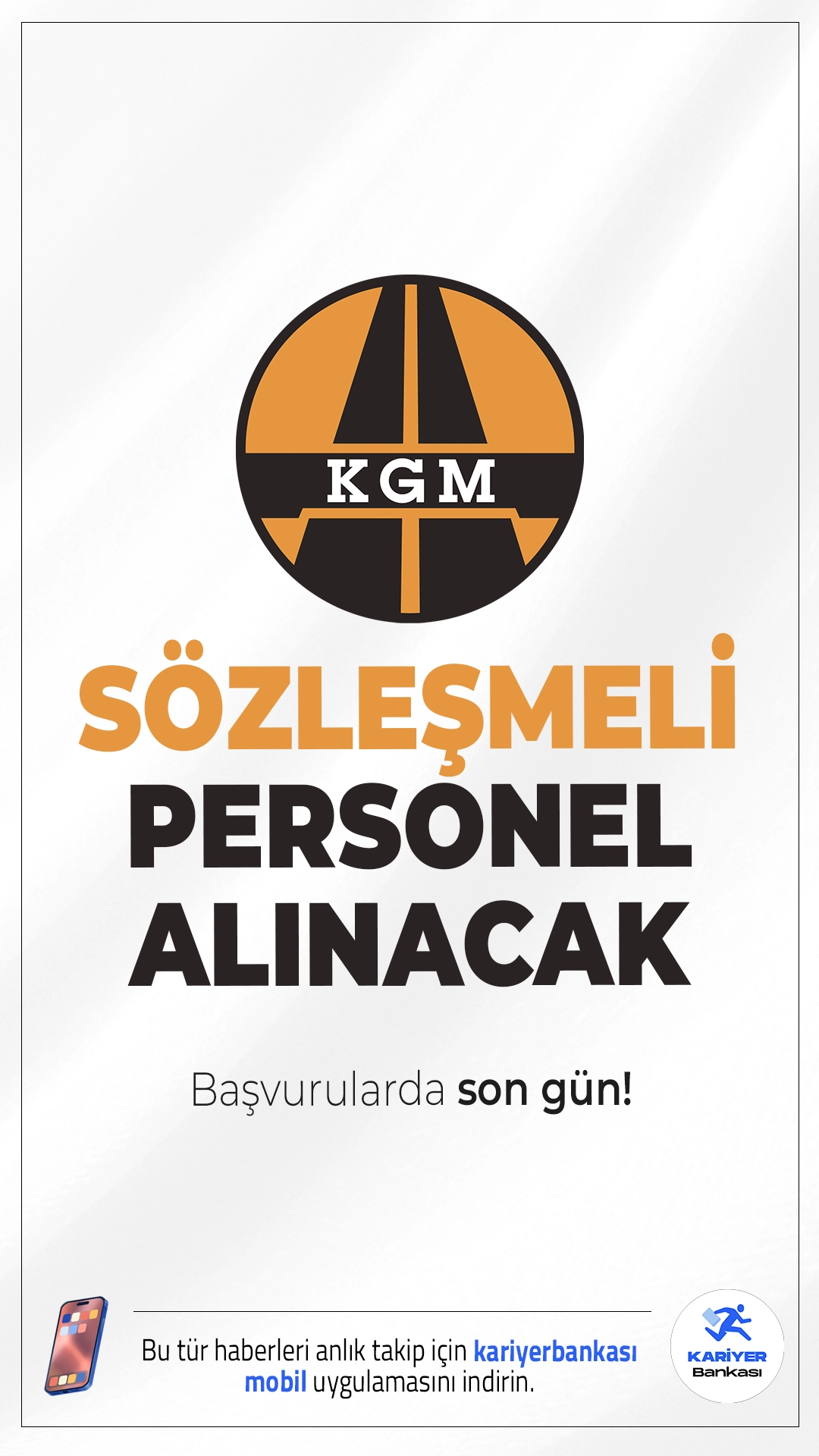 KGM 150 Personel Alımı Başvurularında Son Gün.Karayolları Genel Müdürlüğü (KGM) personel alımı başvurularında son güne girildi. İlgili alım duyurusunda, KGM'ye büro personeli, elektrik-elektronik mühendisi, inşaat mühendisi, makine mühendisi, çevre mühendisi, harita mühendisi, jeoloji mühendisi, ulaştırma teknikeri, inşaat teknikeri, makine teknikeri, elektrik-elektronik teknikeri kadrolarında sözleşmeli personel alımı yapılacağı aktarıldı. Başvuru şartları, kontenjanlar ve diğer detaylar haberimizde.