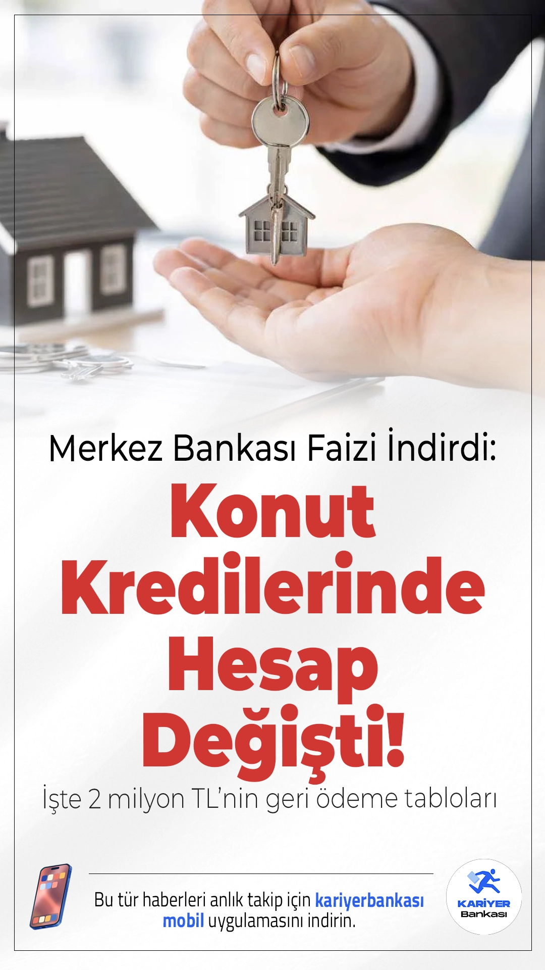 Merkez Bankası Faizi İndirdi: Konut Kredilerinde Hesap Değişti! İşte 2 Milyon TL’nin Geri Ödeme Tabloları.Merkez Bankası'nın yeni yılın ilk toplantısında 100 baz puan faiz indirimiyle politika faizi %37'ye çekildi. Bu adım konut kredisi faizlerine doğrudan yansımasa da bankaların kredi koşullarında sınırlı değişiklikler yaşandı. 2 milyon TL’lik konut kredisi için yeni aylık taksitler ve toplam geri ödeme tutarları belli oldu.