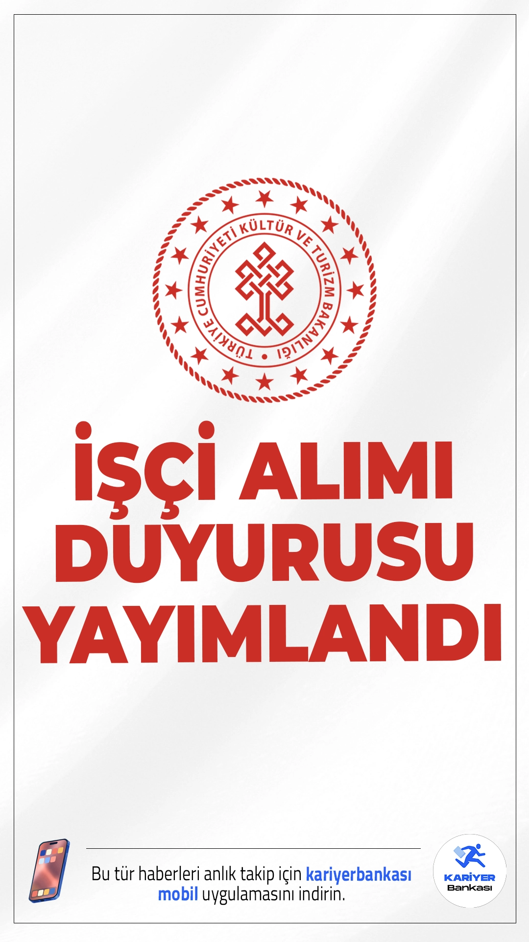 Kültür Bakanlığı AKM 25 İşçi Alımı Yapacak.Kültür ve Turizm Bakanlığı, İstanbul Atatürk Kültür Merkezi Döner Sermaye İşletme Müdürlüğü bünyesinde istihdam edilmek üzere 25 sürekli işçi alımı yapacağını duyurdu. Alımlar, 4857 sayılı İş Kanunu ve ilgili yönetmelikler çerçevesinde mülakat yoluyla gerçekleştirilecek.
