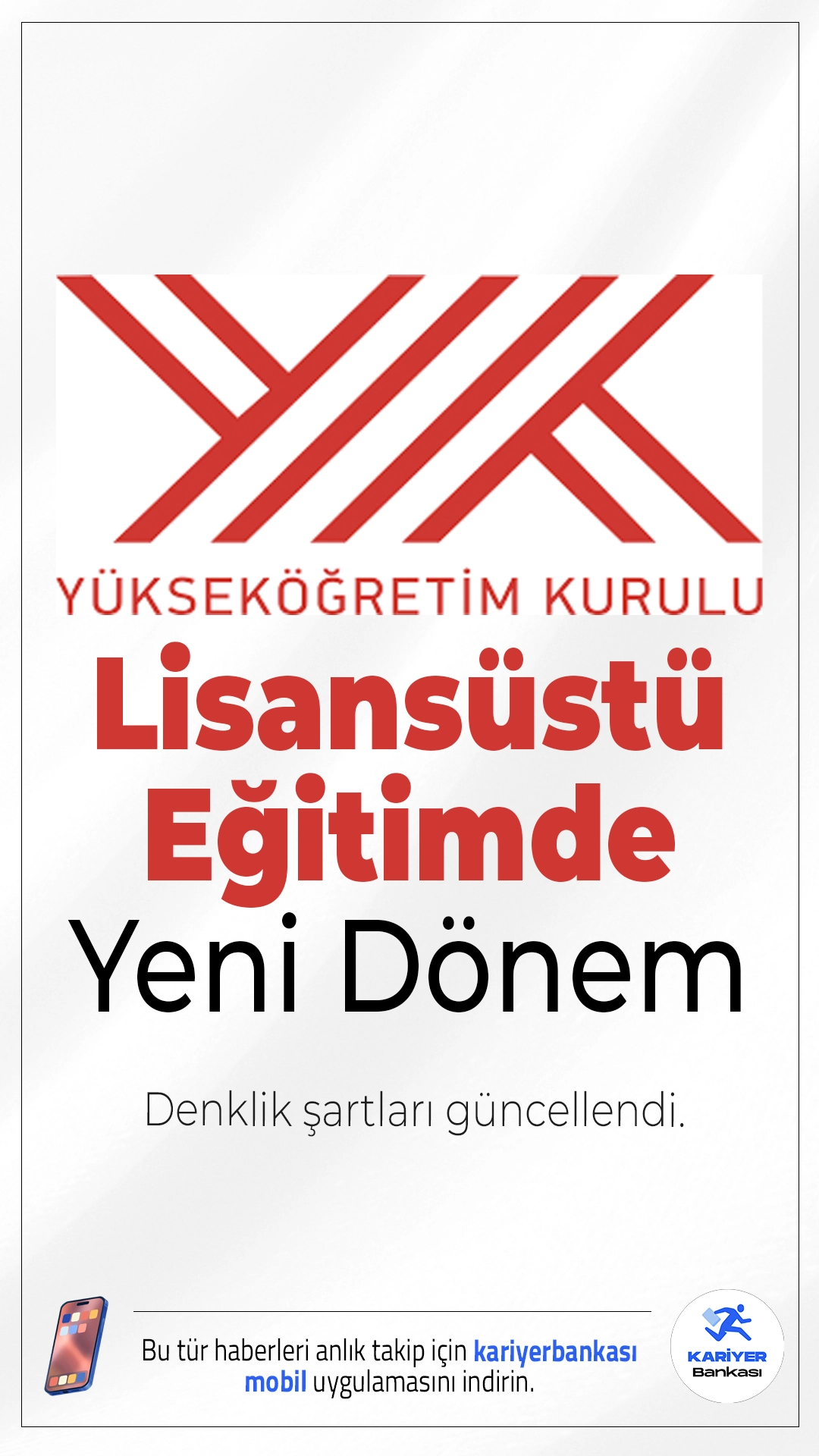 YÖK Lisansüstü Eğitimde Denklik Şartlarını Güncellendi.YÖK, lisansüstü programlarda denklik kurallarını yeniden düzenledi. Artık eşdeğer sayılabilmesi için ders içeriklerinde %80 uyum aranacak.