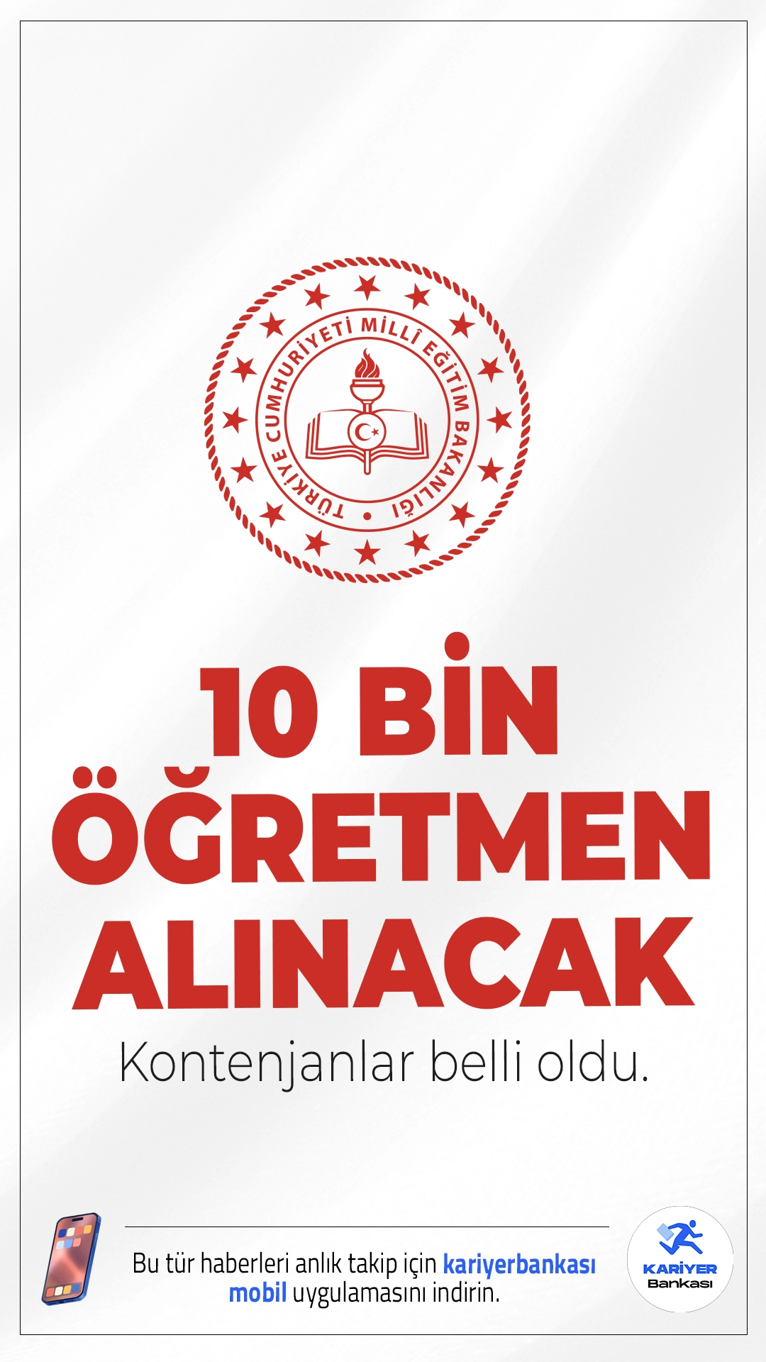 MEB 10 Bin Öğretmen Alımı Branş Bazında Kontenjanlar Açıklandı.MEB, 2025 MEB-AGS puanıyla Millî Eğitim Akademisi hazırlık eğitimi başvurularını almaya başladı. En fazla kontenjan sınıf öğretmenliğine ayrıldı. Başvurular 27 Ocak 2026 saat 16.00’da sona erecek.