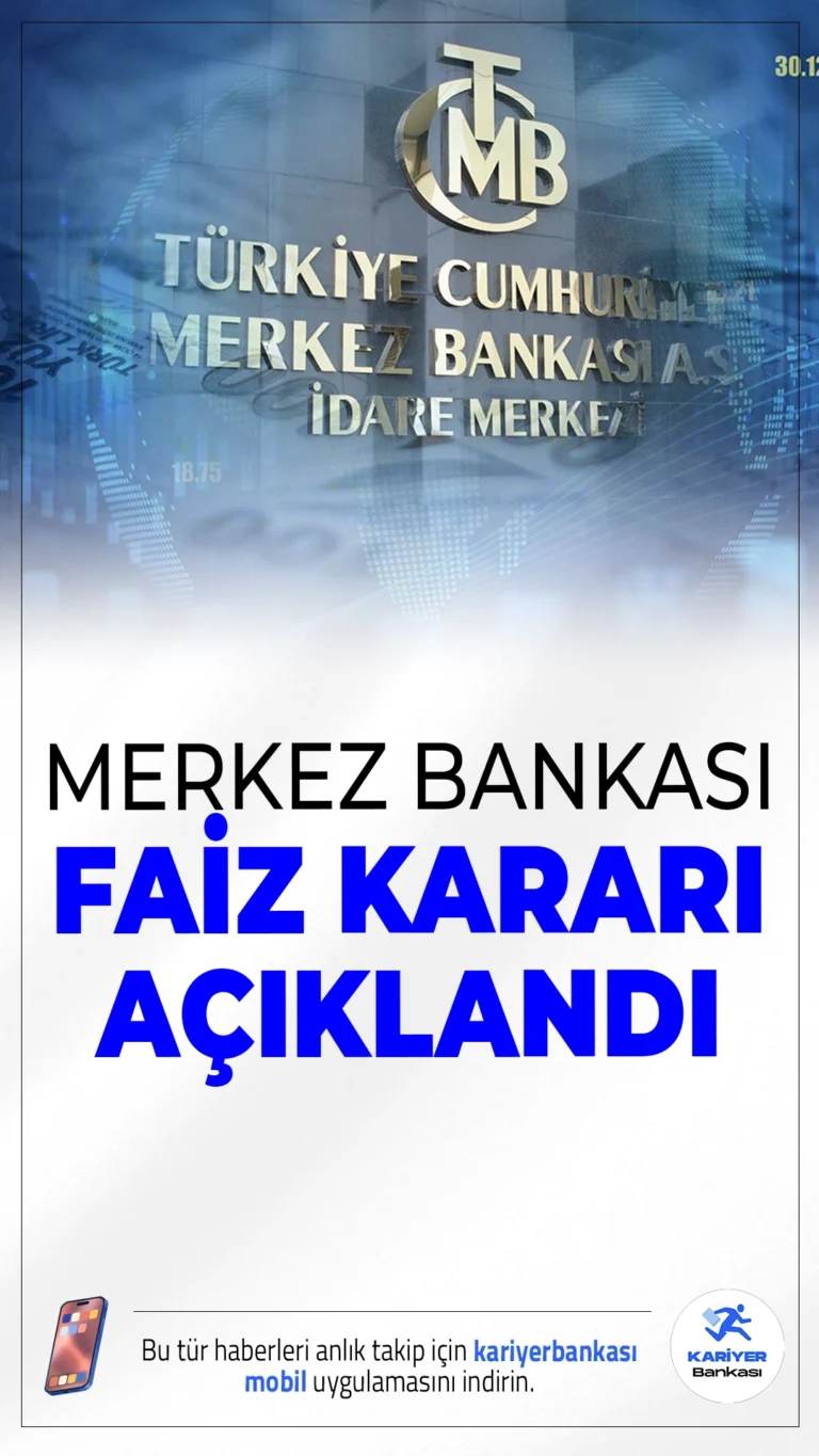 Merkez Bankası Faiz Kararını Açıkladı.Türkiye Cumhuriyet Merkez Bankası (TCMB) , Para Politikası Kurulu (Kurul), politika faizi olan bir hafta vadeli repo ihale faiz oranının yüzde 38’den yüzde 37’ye indirilmesine karar vermiştir. 