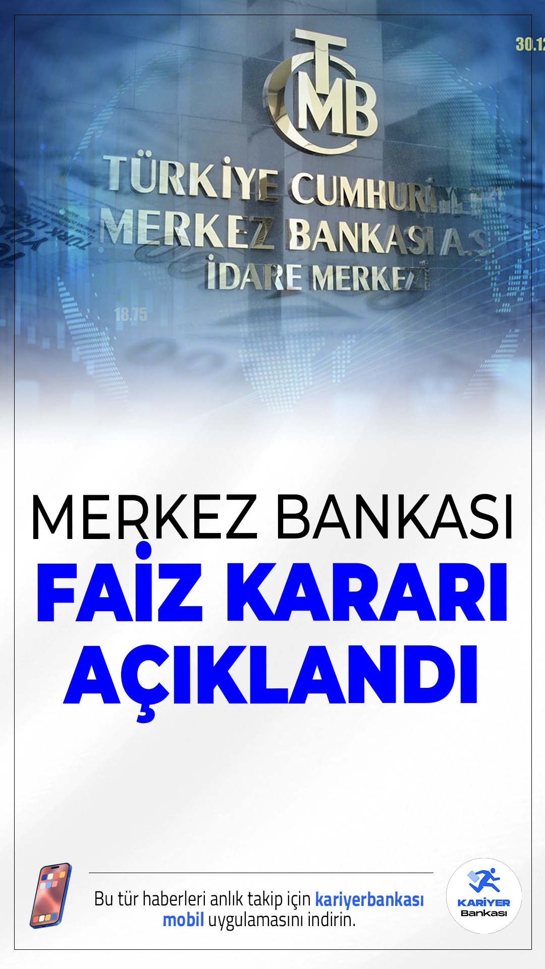 Merkez Bankası Faiz Kararını Açıkladı.Türkiye Cumhuriyet Merkez Bankası (TCMB) , Para Politikası Kurulu (Kurul), politika faizi olan bir hafta vadeli repo ihale faiz oranının yüzde 38’den yüzde 37’ye indirilmesine karar vermiştir. 