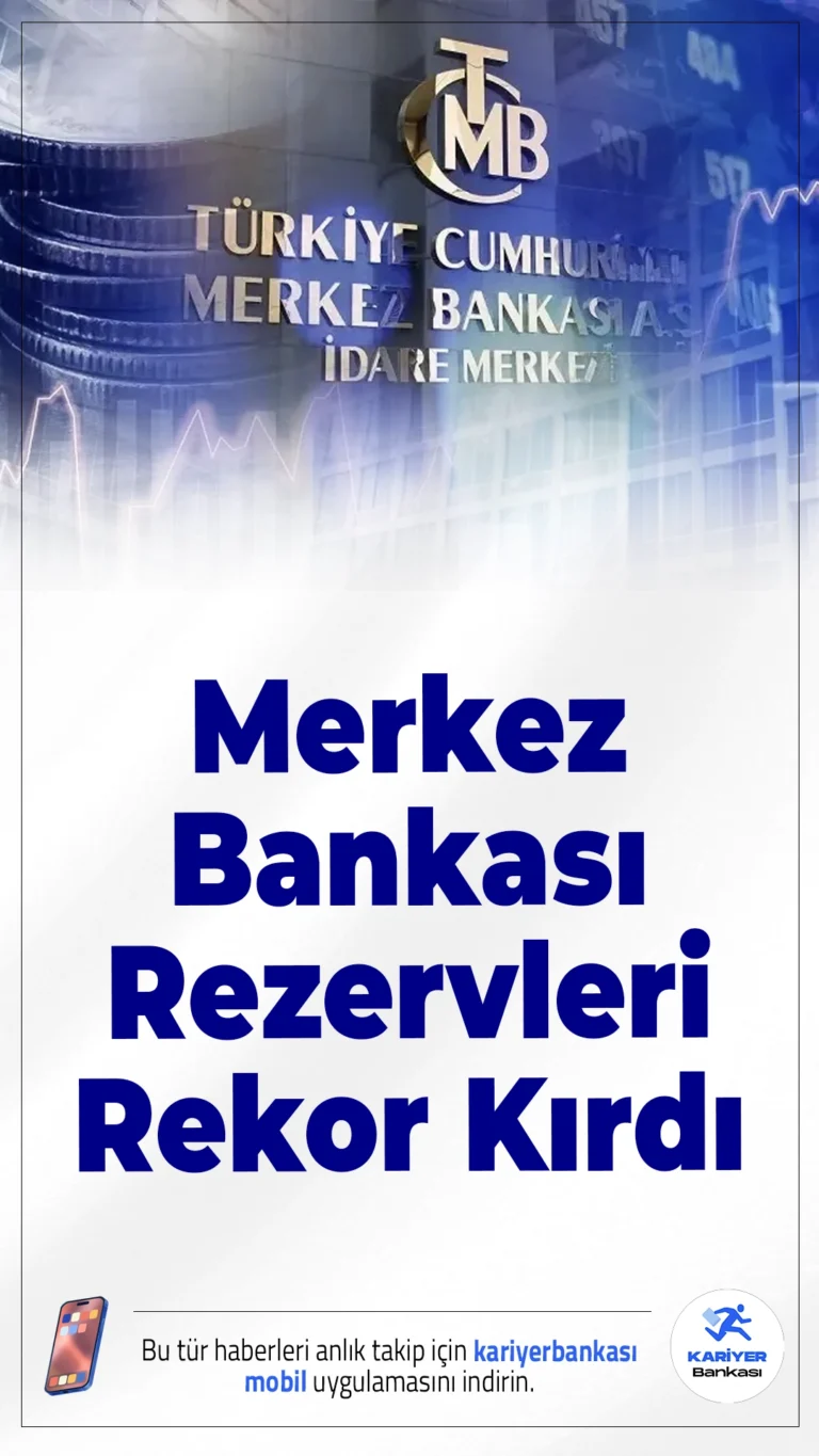 Merkez Bankası Rezervleri Rekor Kırdı.Türkiye Cumhuriyet Merkez Bankası'nın toplam rezervleri 23 Ocak haftasında 215,6 milyar dolara yükselerek rekor tazeledi.