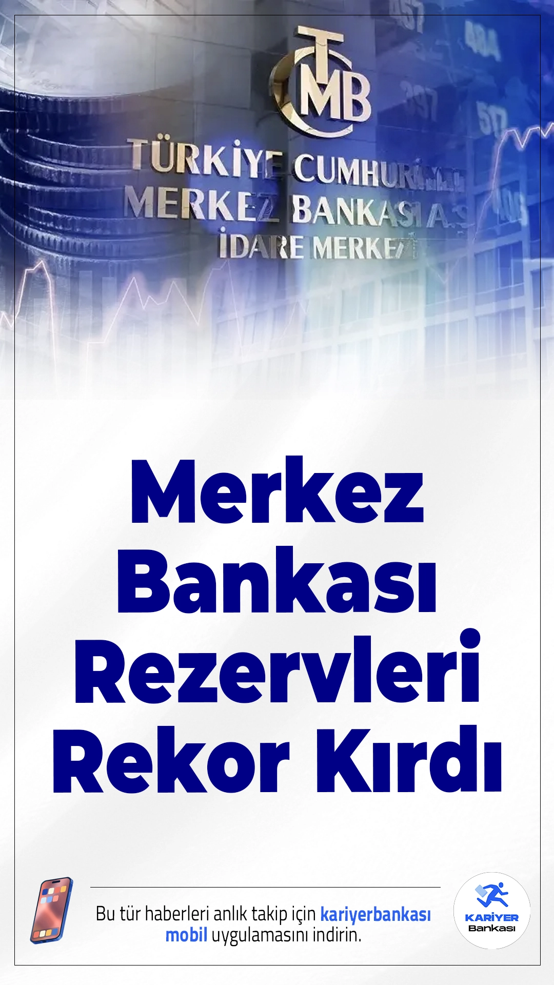 Merkez Bankası Rezervleri Rekor Kırdı.Türkiye Cumhuriyet Merkez Bankası'nın toplam rezervleri 23 Ocak haftasında 215,6 milyar dolara yükselerek rekor tazeledi.