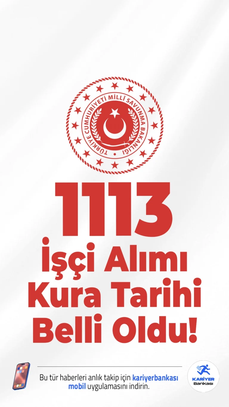 MSB 1113 İşçi Alımı Kura Tarihi Belli Oldu! Canlı Yayın Olacak Mı?Milli Savunma Bakanlığı’nın 1113 sürekli işçi alımı için kura çekimi 21 Ocak 2026 Çarşamba günü saat 10.00’da Ankara’da yapılacak. Kura süreci noter huzurunda gerçekleştirilecek ve şeffaflık ilkesiyle yürütülecek.