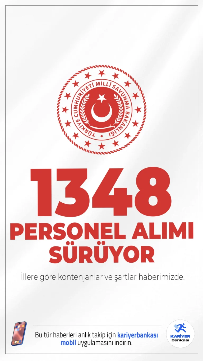 MSB 1348 Personel Alımı Sürüyor.Milli Savunma Bakanlığı (MSB), Genelkurmay Başkanlığı, Kuvvet Komutanlıkları ve Millî Savunma Üniversitesi bünyesinde istihdam edilmek üzere sözleşmeli personel alımı başvuruları sürüyor. İlgili alım duyurusunda,,  MSB'ye büro personeli, çocuk gelişimcisi, destek personeli, diğer teknik hizmet personeli, hemşire, mühendis, programcı, psikolog, sosyal çalışmacı, tabip, tekniker, teknisyen ünvanlarında olmak üzere farklı branşlarda 1348 personel alımı yapılacağı aktarıldı.Başvuru şartları ve illere göre kontenjanlar haberimizde.