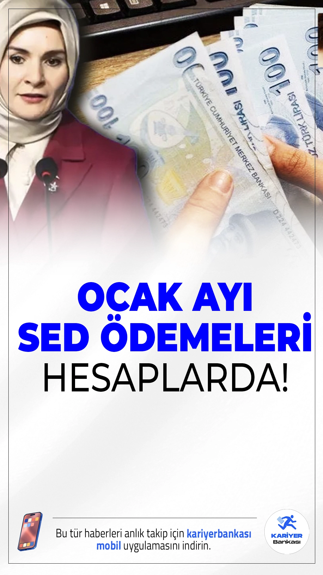 Ocak Ayı SED Ödemeleri Hesaplara Yatırıldı.Aile ve Sosyal Hizmetler Bakanı Mahinur Özdemir Göktaş, Ocak ayına ilişkin 1 milyar 767 milyon lira tutarındaki Sosyal ve Ekonomik Destek (SED) ödemesinin hak sahiplerinin hesaplarına yatırıldığını duyurdu.