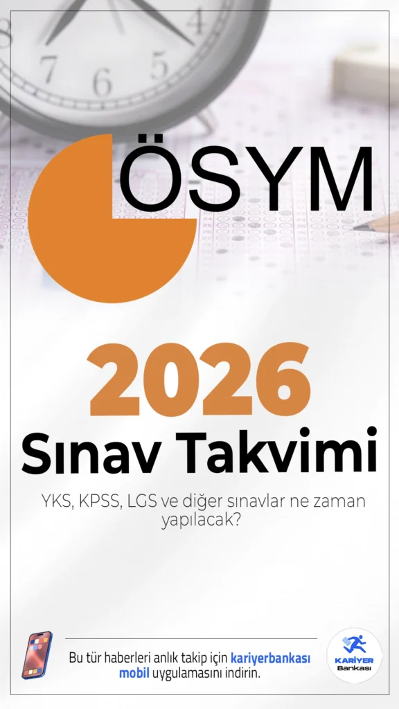 2026 Sınav Takvimi: YKS, KPSS, LGS ve Diğer Sınavlar Ne Zaman Yapılacak?Milyonlarca öğrencinin ve memur adayının beklediği 2026 sınav takvimi netleşti. YKS, KPSS, LGS ve diğer merkezi sınavların tarihleri belli oldu.