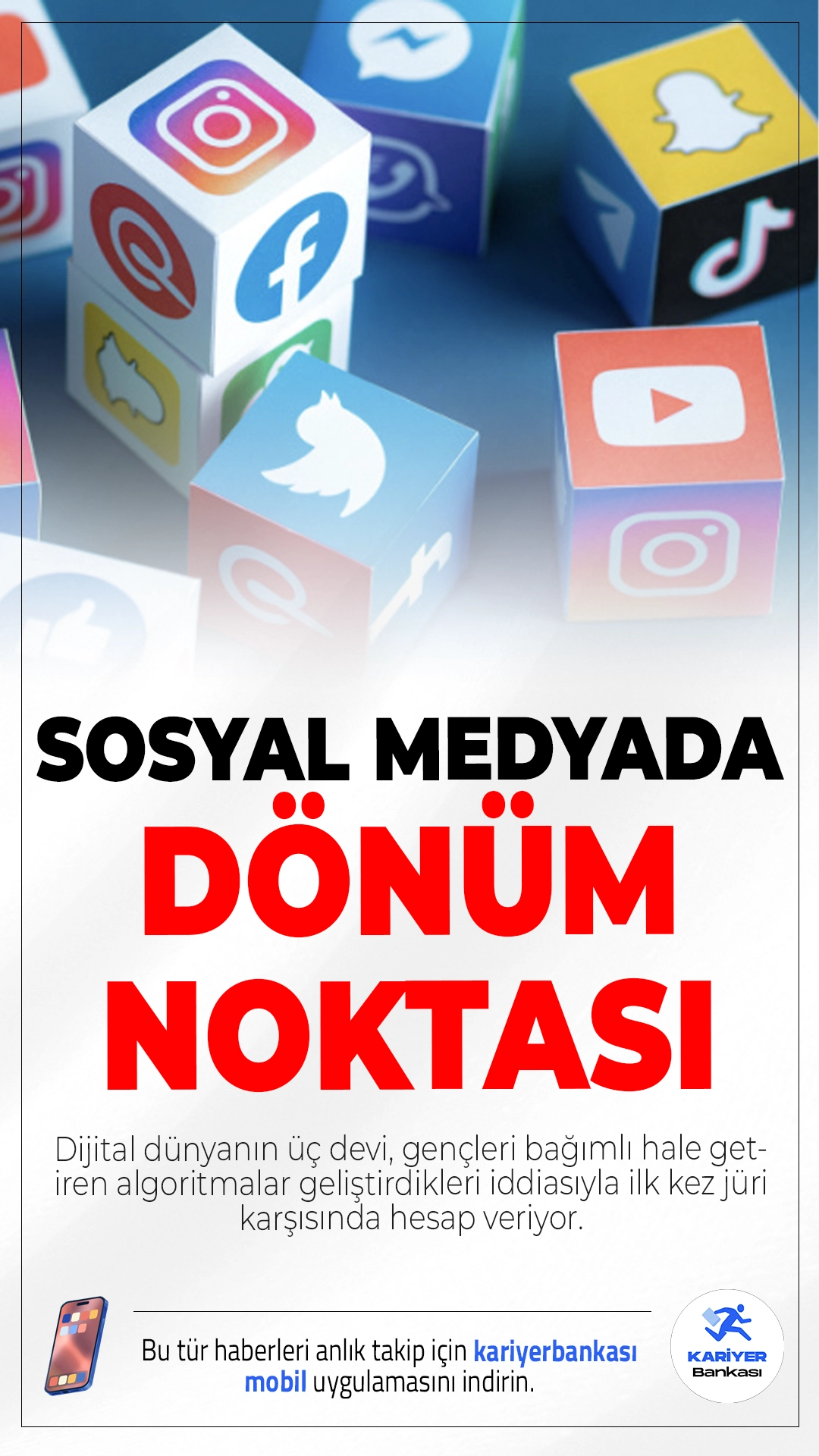 TikTok, Meta ve YouTube İlk Kez Mahkemede: “Bağımlılık Yapmadık”....Dijital dünyanın üç devi, gençleri bağımlı hale getiren algoritmalar geliştirdikleri iddiasıyla ilk kez jüri karşısında hesap veriyor. Davanın sonucu, küresel çapta dijital platformları kökten etkileyebilir.