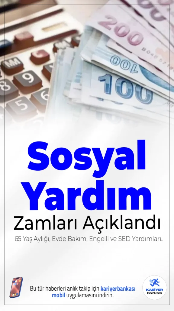 Ocak 2026 Sosyal Yardım Zamları Açıklandı: 65 Yaş Aylığı, Evde Bakım, Engelli ve SED Yardımları..Aralık enflasyon verilerinin ardından memur maaşlarına yapılan %18,61’lik zam, sosyal yardım ve destek ödemelerine de yansıdı. Aile ve Sosyal Hizmetler Bakanlığı kapsamındaki 65 yaş aylığı, engelli maaşları, evde bakım ödeneği ve SED yardımları Ocak 2026 itibarıyla zamlı olarak hesaplara yatırılacak.