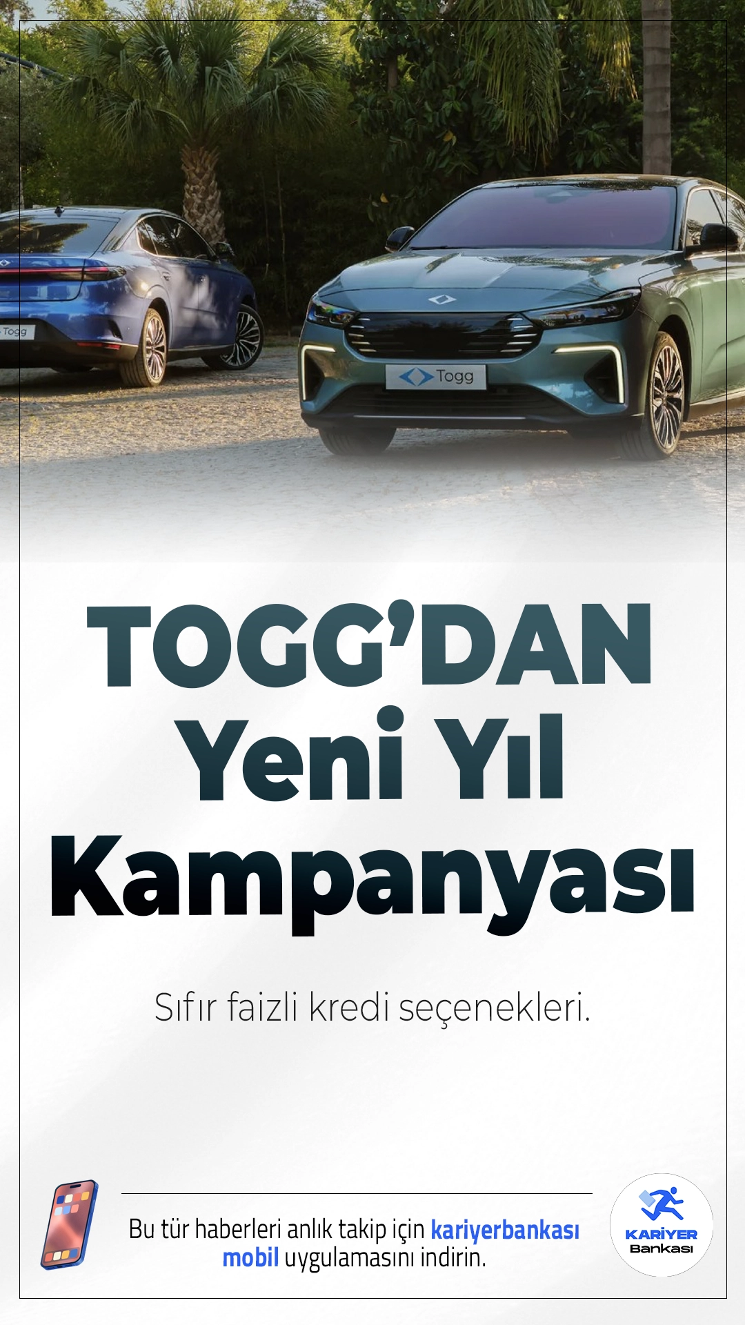 Togg'dan Yeni Yıl Kampanyası: 0 Faizli Kredi Seçenekleri.Elektrikli otomobil pazarının lideri yerli ve milli marka Togg, 2026 yılına özel yepyeni bir kredi kampanyasıyla araç sahibi olmak isteyenlere cazip fırsatlar sunuyor. 2025’i 39 bin 20 adetlik satışla tamamlayan Togg, 2026’ya hem bireysel hem de kurumsal müşterilere yönelik 0 faizli ve düşük faizli finansman seçenekleriyle giriş yaptı.