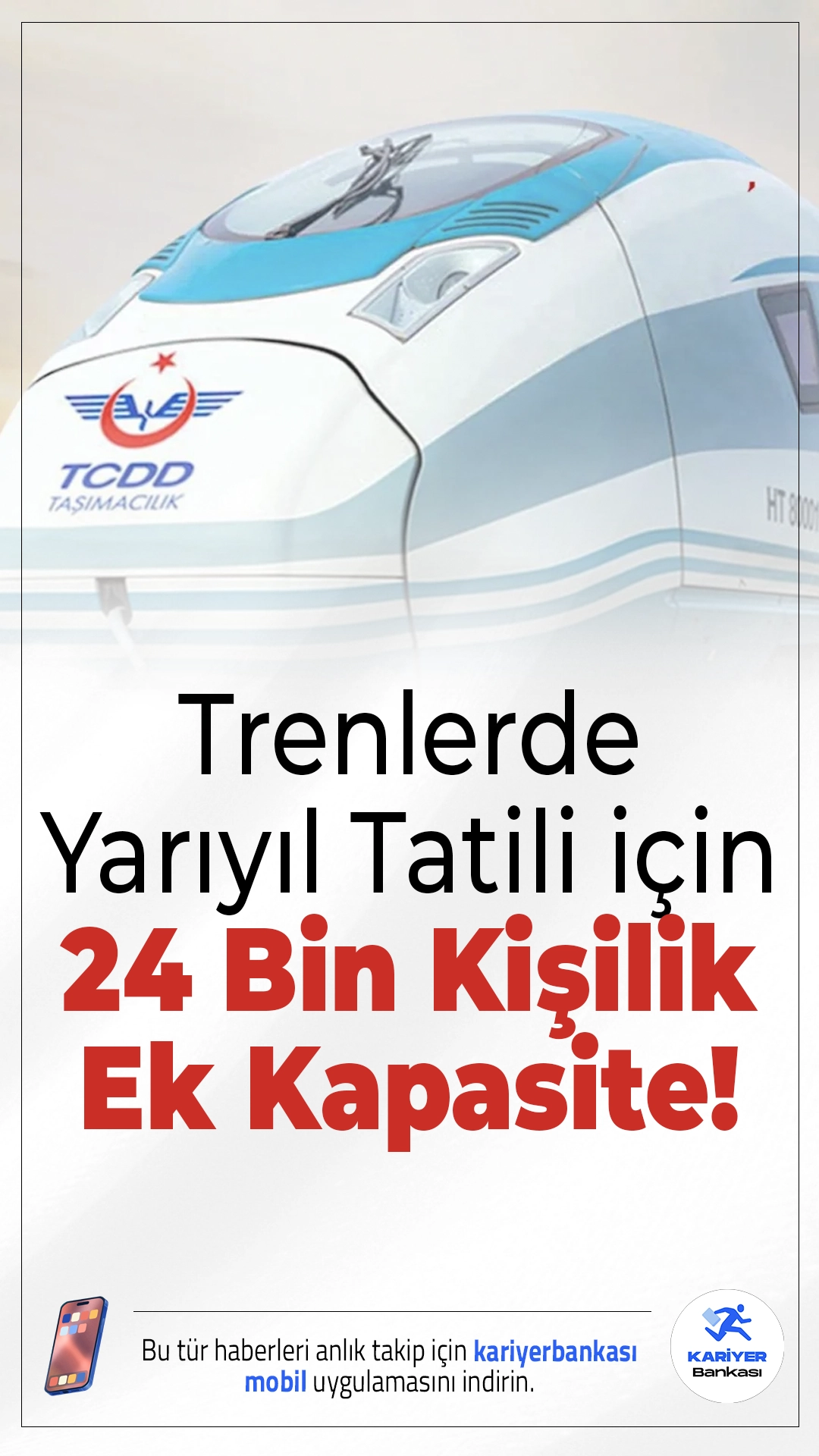 Trenlerde Yarıyıl Tatiline Özel 24 Bin Kişilik Ek Kapasite!Yarıyıl tatilinde artan yolcu yoğunluğunu karşılamak için tren seferlerine 24 binin üzerinde ek kapasite sağlandı. İşte detaylar...
