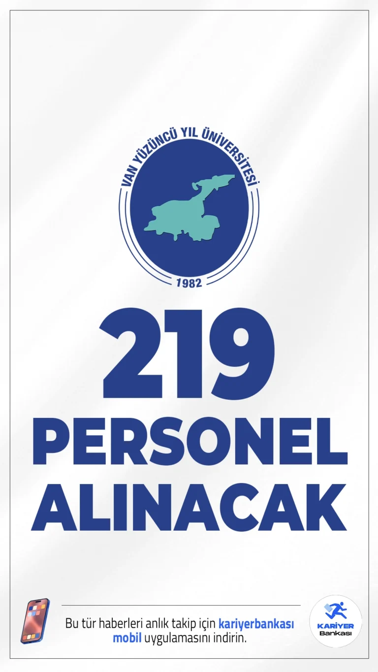 Van Yüzüncü Yıl Üniversitesi 219 Personel Alımı Yapacak.Van Yüzüncü Yıl Üniversitesi, 657 sayılı Devlet Memurları Kanunu'nun 4/B maddesi kapsamında, 2024 KPSS (B) grubu puan sıralaması esas alınarak toplam 219 sözleşmeli personel alımı yapacak. Alımlar merkezi bütçe ile finanse edilecek olup, üniversitenin çeşitli kampüs ve birimlerinde görevlendirme yapılacaktır.