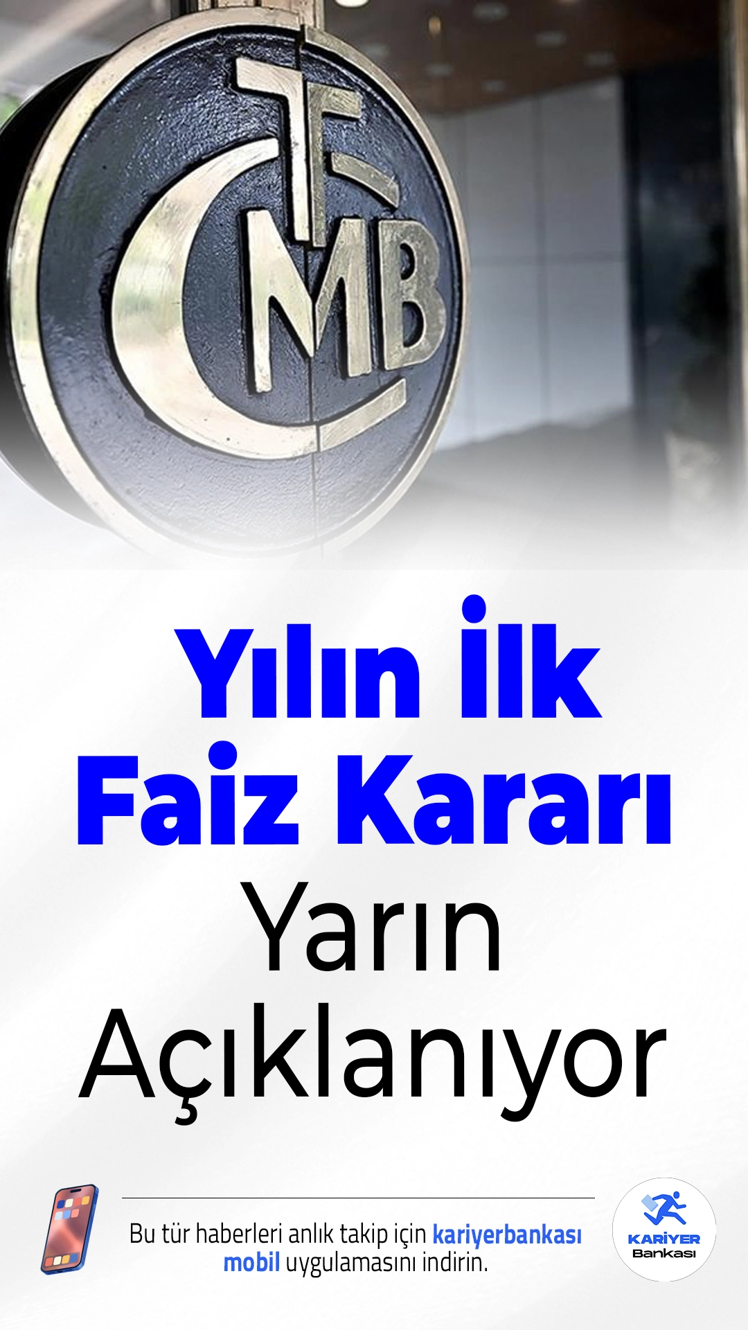 Merkez Bankası’ndan Yılın İlk Faiz Kararı Yarın Geliyor.Yeni zamlar ve iç talepteki hareketlilik sonrası piyasaların gözü, Türkiye Cumhuriyet Merkez Bankası’nın yarın açıklayacağı 2026'nın ilk faiz kararına çevrildi.