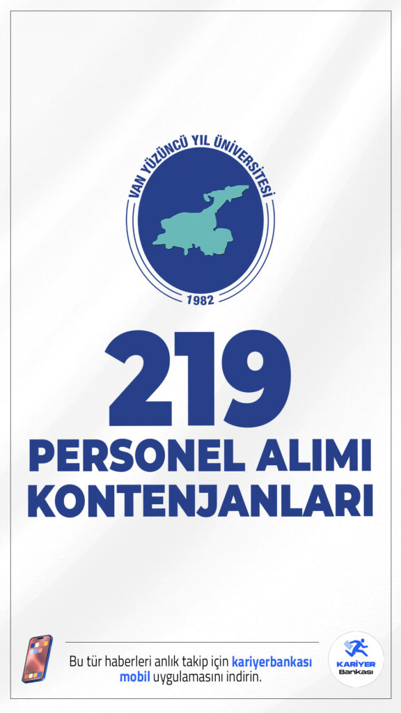 Van Yüzüncü Yıl Üniversitesi 219 Personel Alımı Kontenjanları.Van Yüzüncü Yıl Üniversitesi (YYÜ) personel alımı için başvuru işlemleri sürüyor. İgili alım duyurusunda, YYÜ'ye 2024 KPSS (B) grubu puan sıralaması esas alınarak toplam 219 sözleşmeli personel alımı yapacağı aktarıldı. Alımlar merkezi bütçe ile finanse edilecek olup, üniversitenin çeşitli kampüs ve birimlerinde görevlendirme yapılacaktır.Başvuru şartları ve kontenjanlar bu haberimizde.