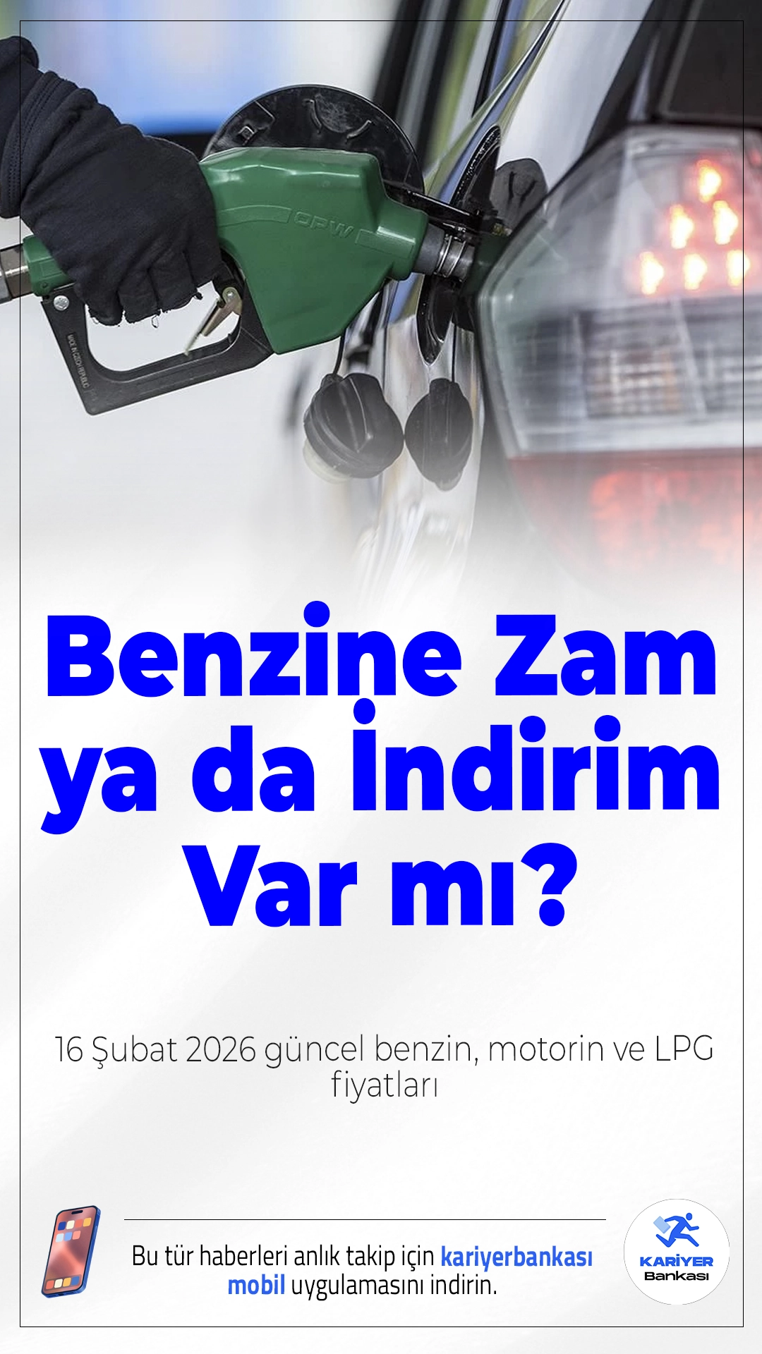 Benzine Zam ya da İndirim Var mı? 16 Şubat 2026 Güncel Benzin, Motorin ve LPG Fiyatları.16 Şubat 2026 itibarıyla benzin, motorin ve LPG fiyatları netleşti. İstanbul, Ankara ve İzmir’de litre fiyatları ve zam/indirim durumu haberimizde.