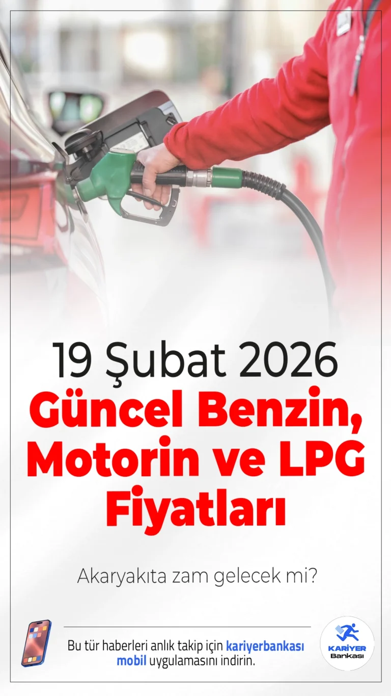 Akaryakıta Zam Gelecek mi? 19 Şubat 2026 Benzin, Motorin ve LPG Fiyatları.Brent petrol ve döviz kurundaki dalgalanmalar akaryakıt fiyatlarını etkiliyor. 19 Şubat 2026 itibarıyla İstanbul, Ankara ve İzmir’de güncel fiyatlar belli oldu.