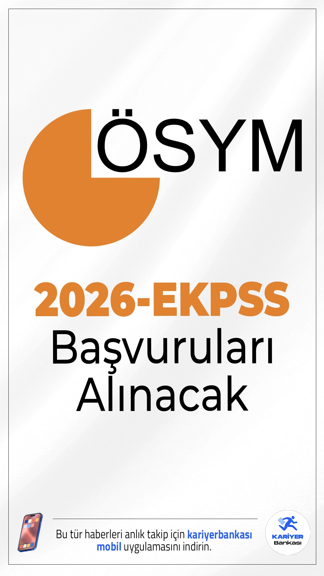 2026-EKPSS Başvuruları Alınacak.ÖSYM sayfasından yayımlanan duyuruda, 19 Nisan 2026 tarihinde uygulanacak olan 2026 Engelli Kamu Personeli Seçme Sınavı (2026-EKPSS) başvuruları 4-24 Şubat 2026 tarihleri arasında yapılacağı aktarıldı.