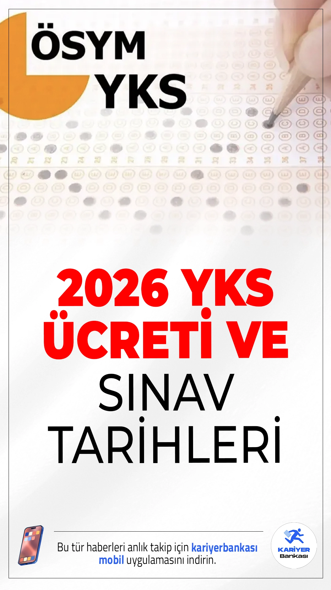 2026 YKS Ücreti ve Sınav Tarihleri.Üniversite hayali kuran milyonlarca aday için 2026 Yükseköğretim Kurumları Sınavı (YKS) başvuru süreci 6 Şubat itibarıyla başladı. Adayların sınav başvurularını 2 Mart 2026’ya kadar tamamlaması gerekiyor.