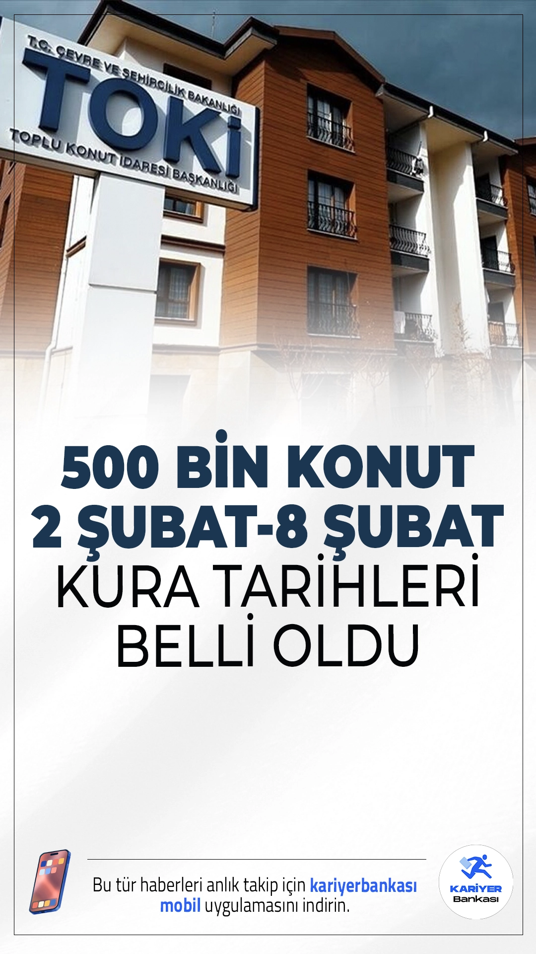 TOKİ 500 Bin Konut 2-8 Şubat 2026 Kura Tarihleri Açıklandı.500 bin sosyal konutun inşa edileceği "Yüzyılın Konut Projesi" kapsamında kuralar hız kesmeden devam ediyor. 2-8 Şubat haftasında 10 ilde kura çekimleri yapılacak.