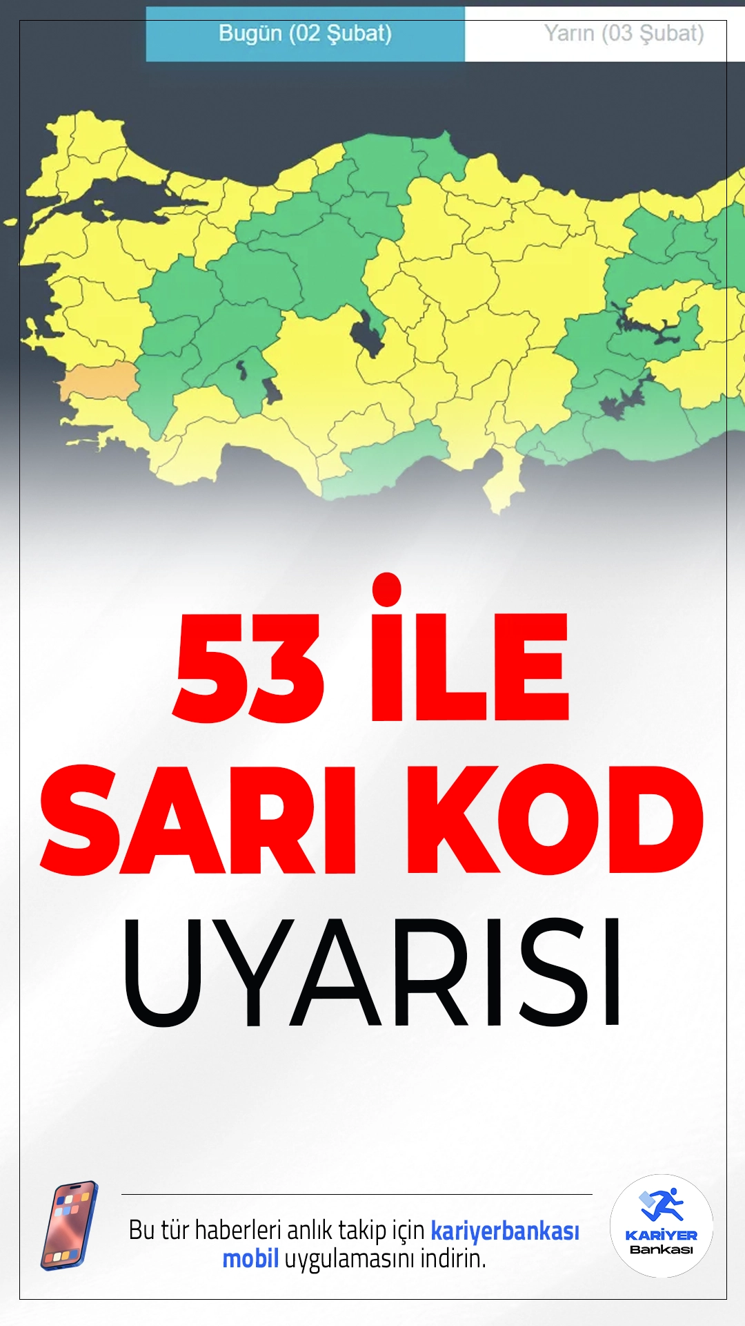 Meteoroloji 53 İli Uyardı: Sağanak, Fırtına ve Kar Kapıda.Meteoroloji'den gelen son uyarıya göre, Türkiye genelinde yeni haftayla birlikte yağışlı hava sistemi etkisini artıracak. Fırtına, sağanak ve kar yağışı için 53 ilde alarm verildi.