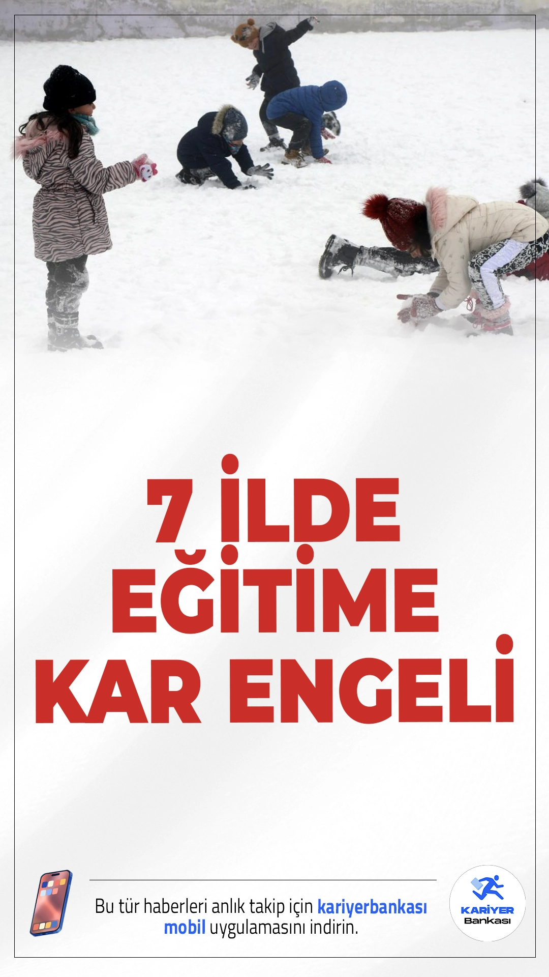 7 İlde Eğitime Kar Engeli: Okullar Tatil Edildi.Yoğun kar yağışı ve buzlanma nedeniyle 7 ilde 26 Şubat Perşembe günü eğitim-öğretime ara verildi.