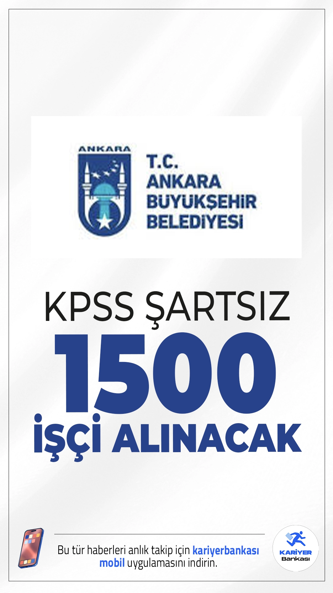 Ankara Büyükşehir Belediyesi (ABB) 1500 İşçi Alımı Yapacak!Ankara Büyükşehir Belediyesi (ABB) iştiraklerinden ANFA Ankara Altınpark İşletmeleri Ltd. Şti., İŞKUR üzerinden yayımladığı ilan ile 1500 geçici peyzaj işçisi alımı yapacağını duyurdu. Başvurular başlamış olup adayların belirtilen tarihler arasında şahsen müracaat etmeleri gerekiyor.
