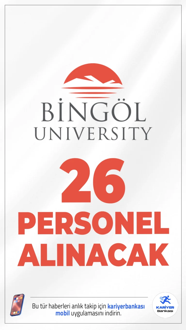 Bingöl Üniversitesi 26 Personel Alımı Yapacak.Bingöl Üniversitesi Rektörlüğü tarafından yayımlanan ilana göre, 657 sayılı Devlet Memurları Kanunu’nun 4/B maddesi kapsamında toplam 26 sözleşmeli personel alımı gerçekleştirilecek. Alımlar, yazılı ve sözlü sınav yapılmaksızın, yalnızca 2024 KPSS (B) grubu puan sıralamasına göre yapılacak .