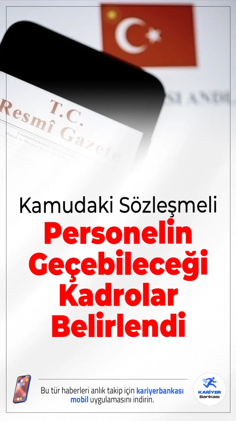 Kamudaki Sözleşmeli Personelin Geçebileceği Kadrolar Belirlendi.Resmi Gazete’de yayımlanan Cumhurbaşkanı Kararı ile sözleşmeli personelin atanabileceği memur kadroları netleşti. 52 unvan için yeni kadro eşleştirmesi yapıldı.