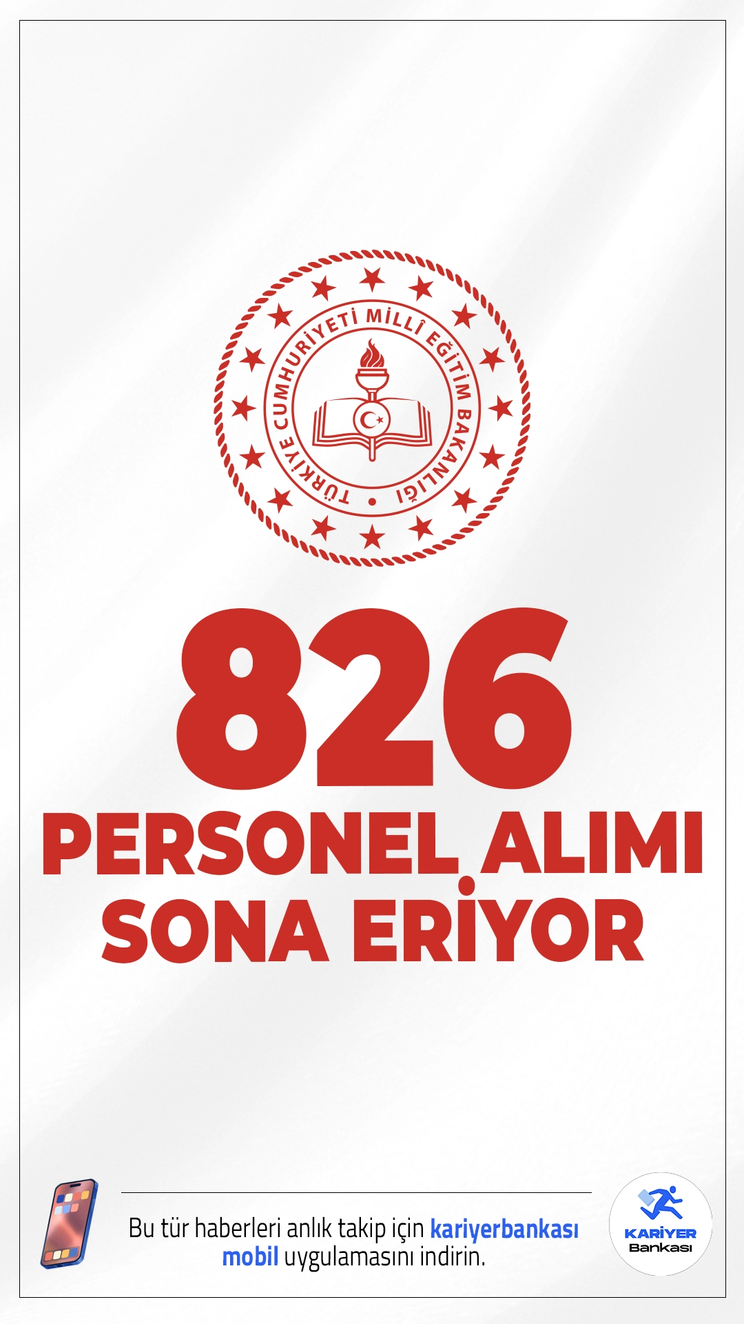 MEB 826 Personel Alımı Başvuruları Sona Eriyor.Milli Eğitim Bakanlığı (MEB), Milli Eğitim Akademisi bünyesinde istihdam edilmek üzere 826 sözleşmeli personel alımı başvurularında sona gelindi. Başvurular yarın (13 Şubat 2026) sona erecek.Başvuru yapacak adayların belirtilen şartları taşıması gerekmektedir.Başvuru şartları ve kontenjanlar haberimizde.